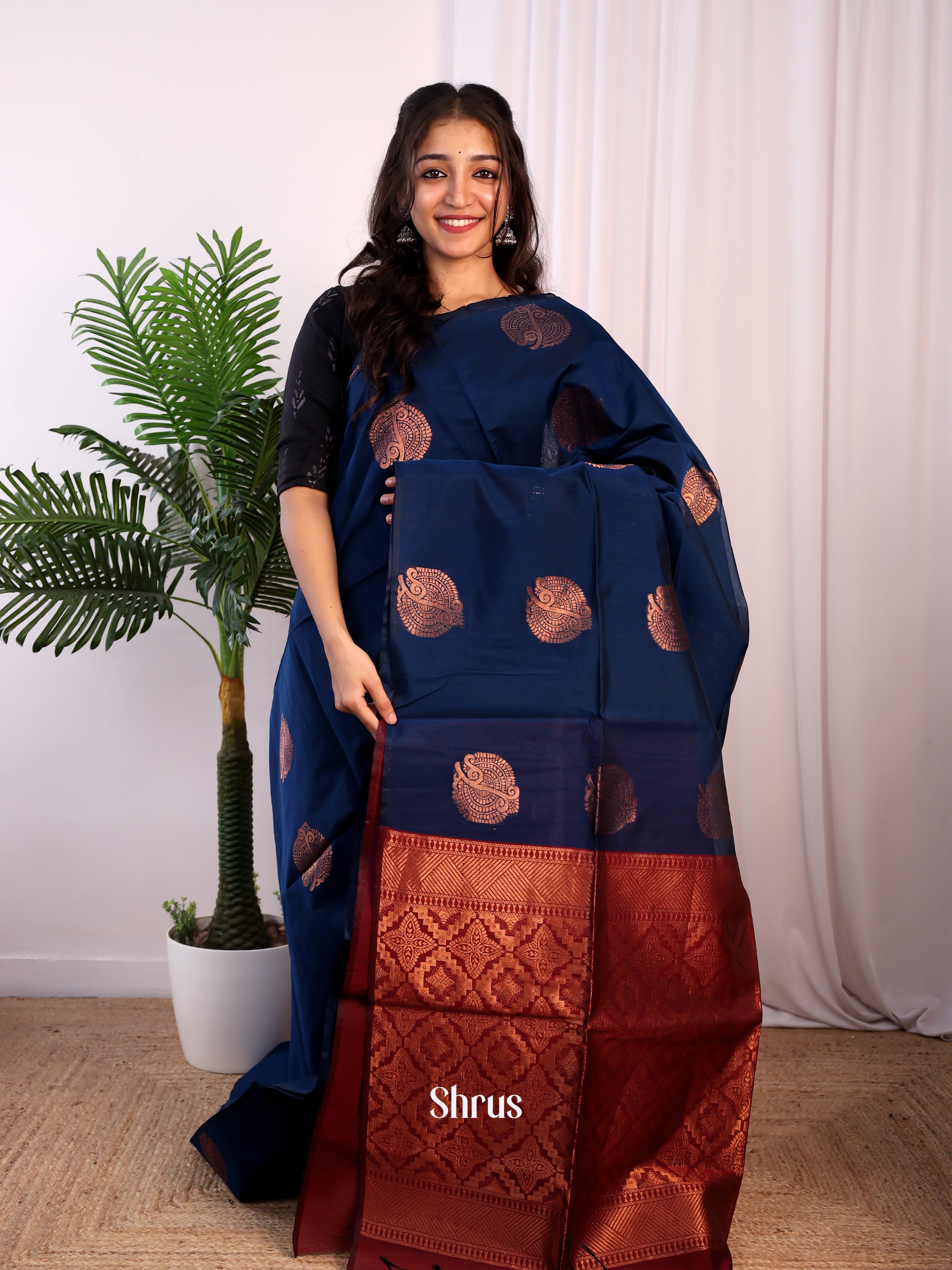 CJS17126 - Semi Silkcotton Saree - Shop on Shrus.com