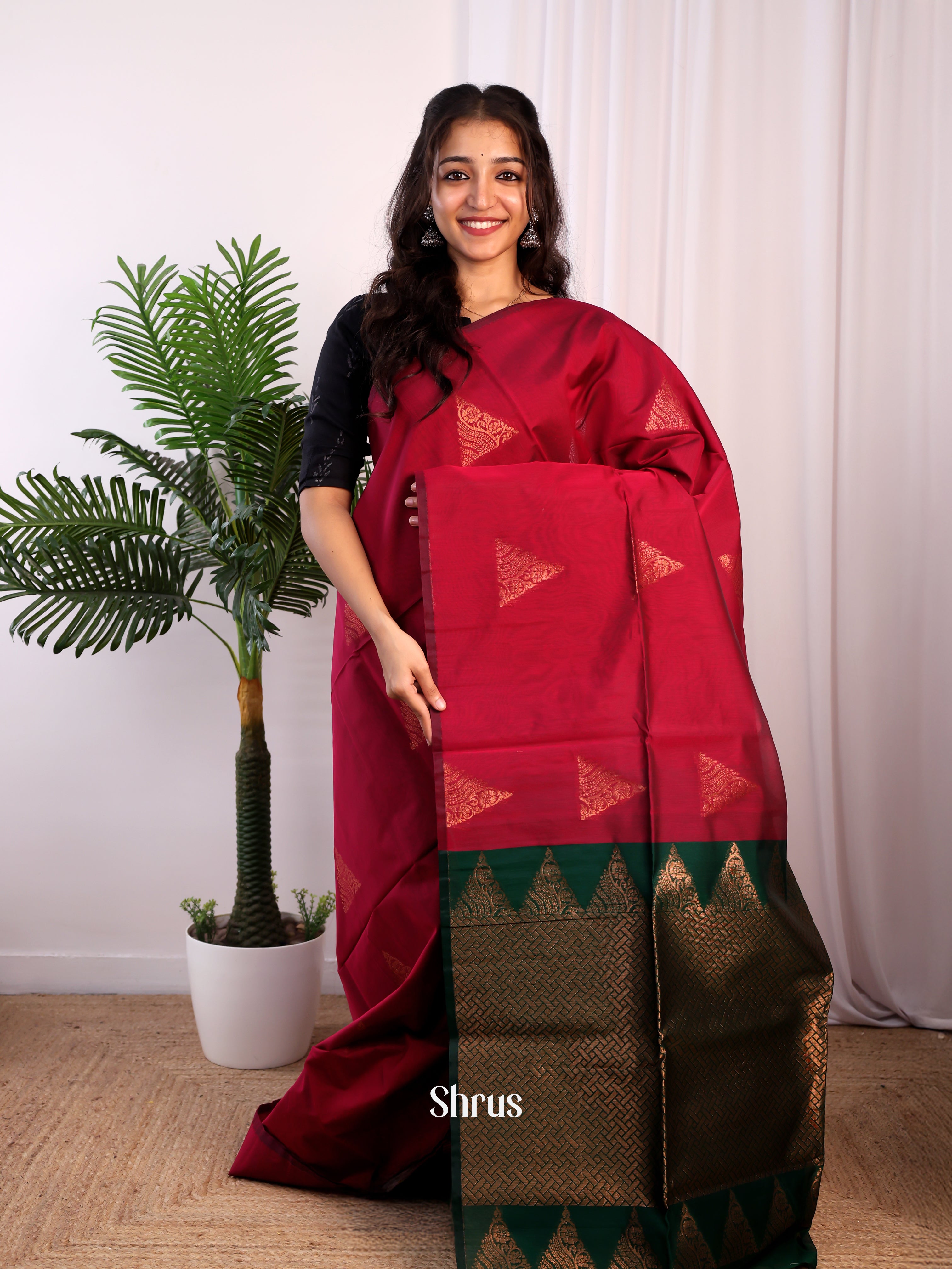 CJS17146 - Semi Silkcotton Saree - Shop on Shrus.com