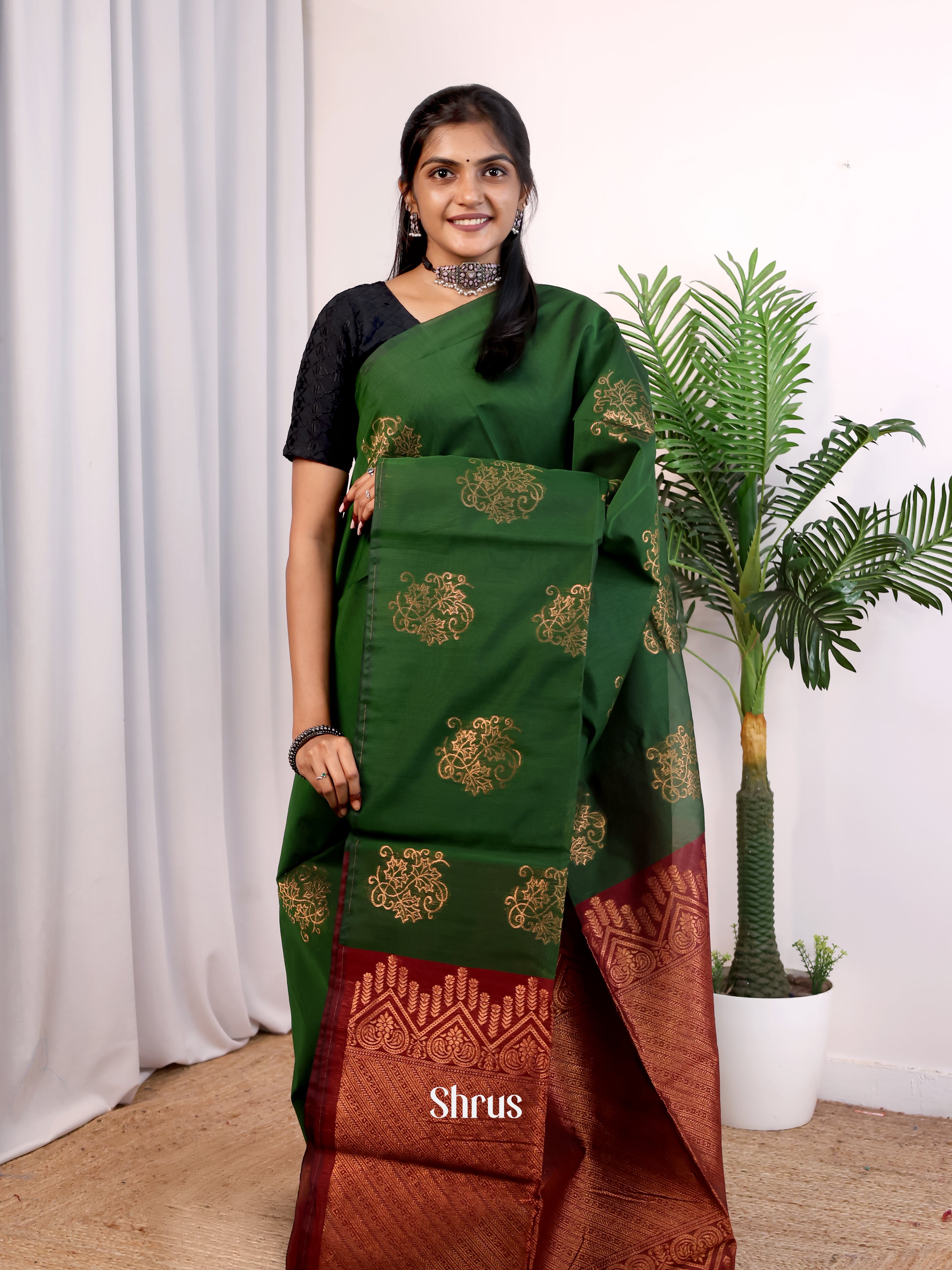 CJS17188 - Semi Silkcotton Saree - Shop on Shrus.com