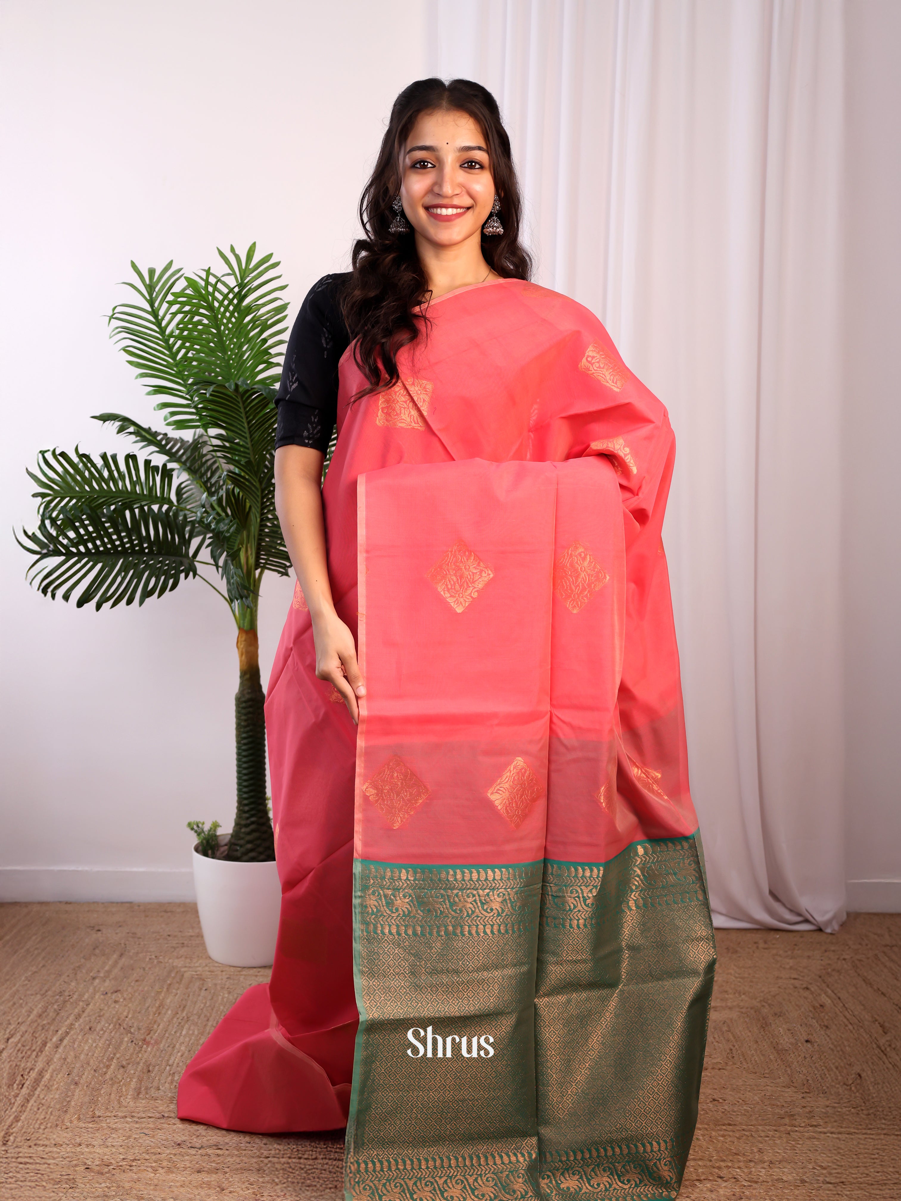 CJS17232 - Semi Silkcotton Saree - Shop on Shrus.com