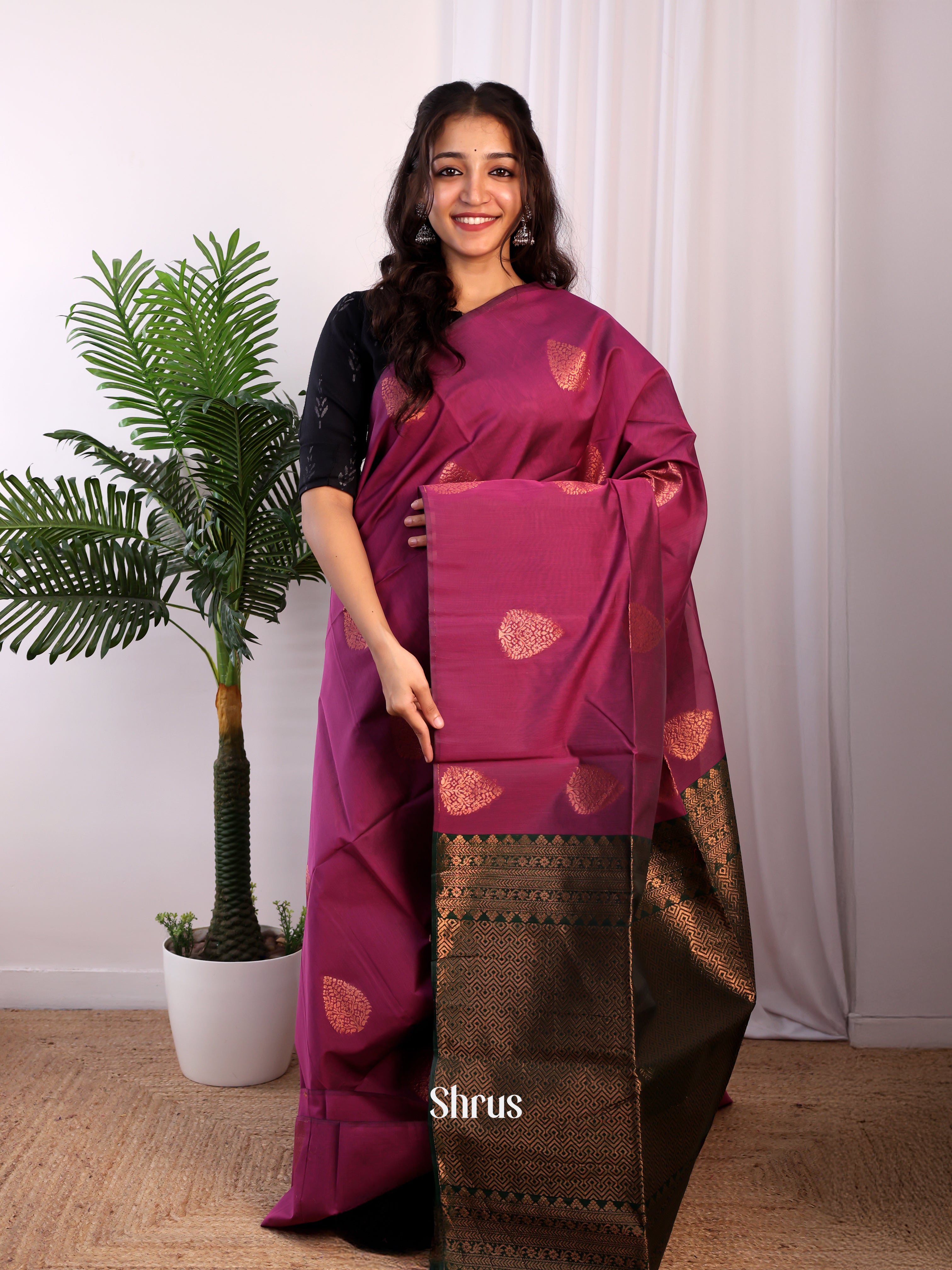 CJS17238 - Semi Silkcotton Saree - Shop on Shrus.com