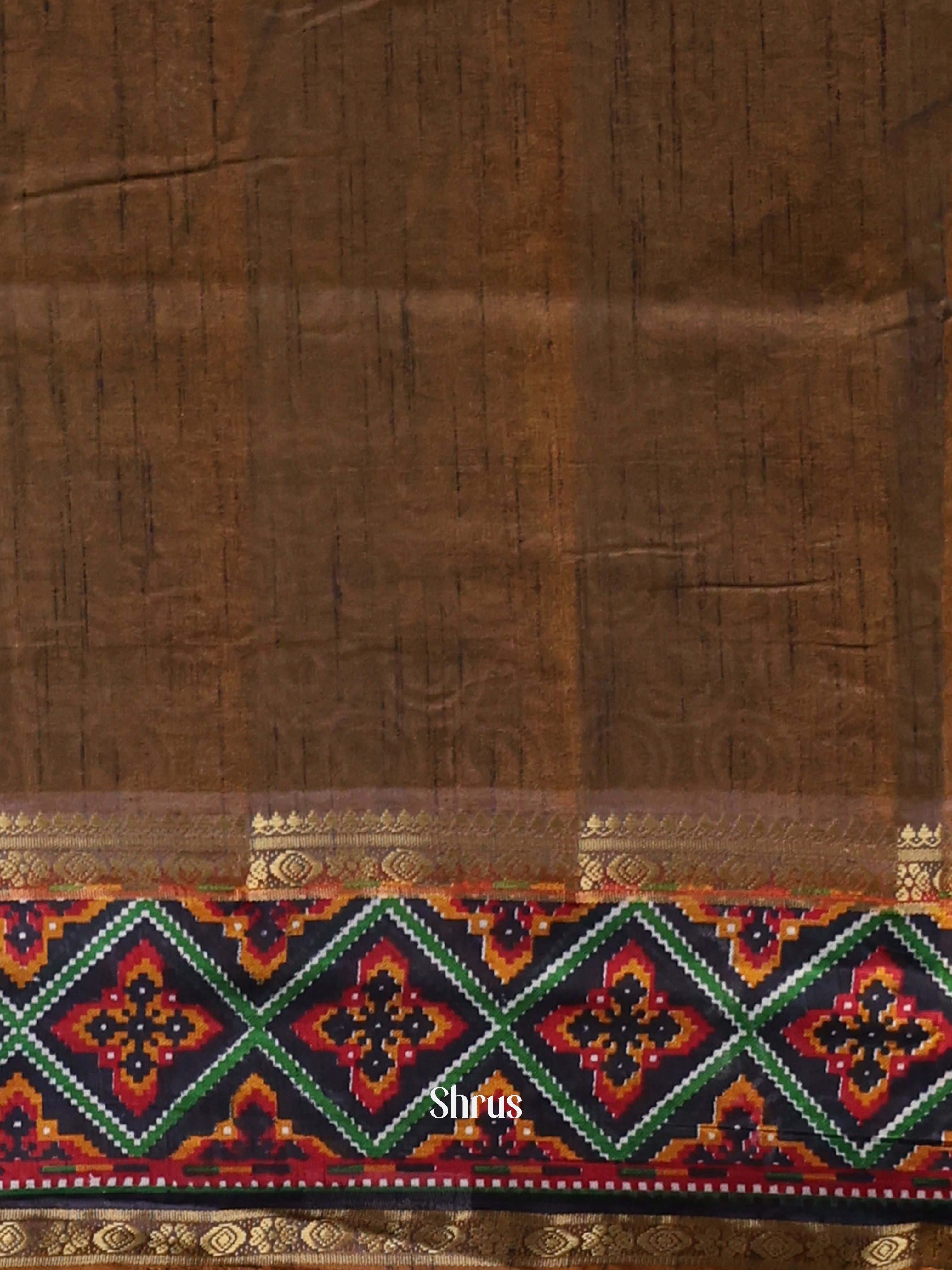 mustard & Brown - Semi Patola Saree - Shop on Shrus.com