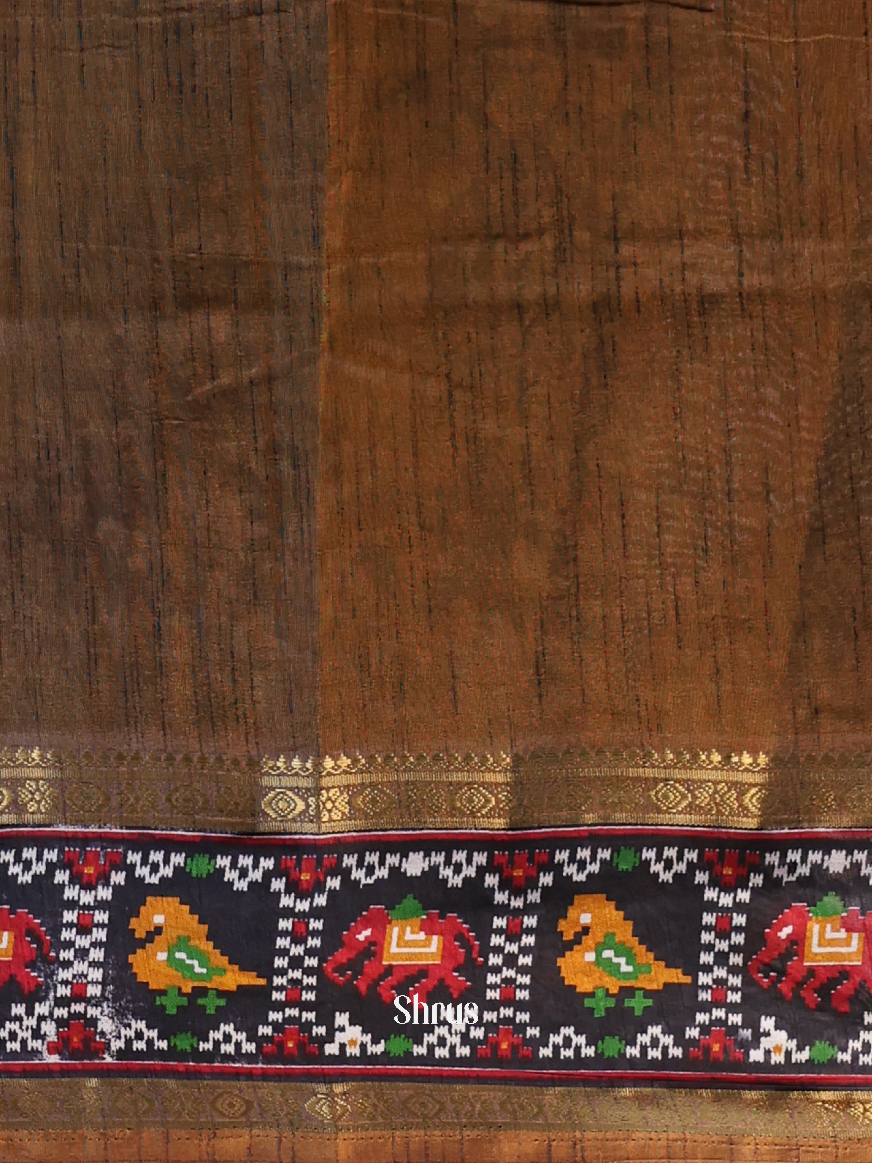 Mustard & Brown - Semi Patola Saree - Shop on Shrus.com