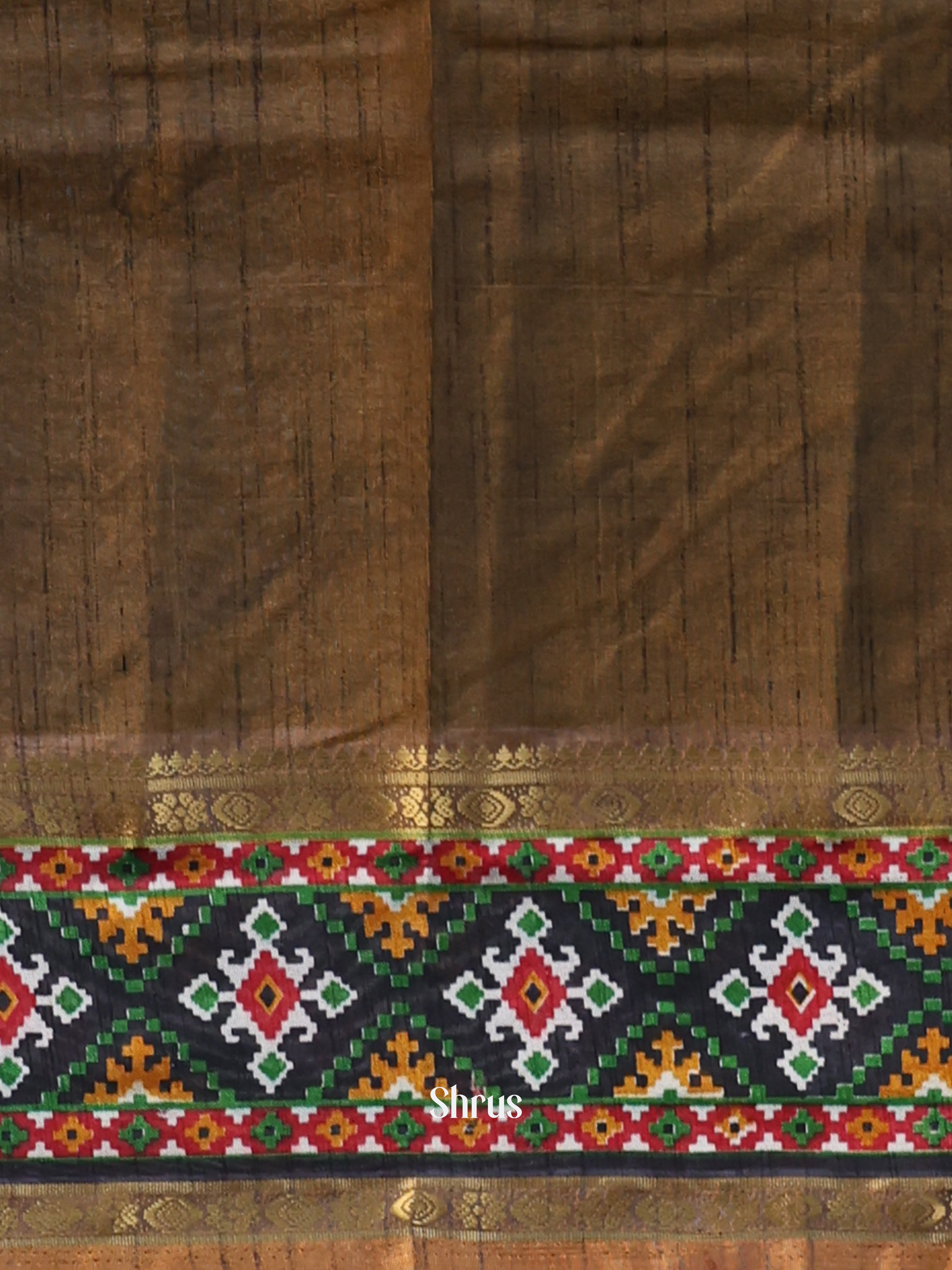Mustard & Army Green - Semi Patola Saree - Shop on Shrus.com