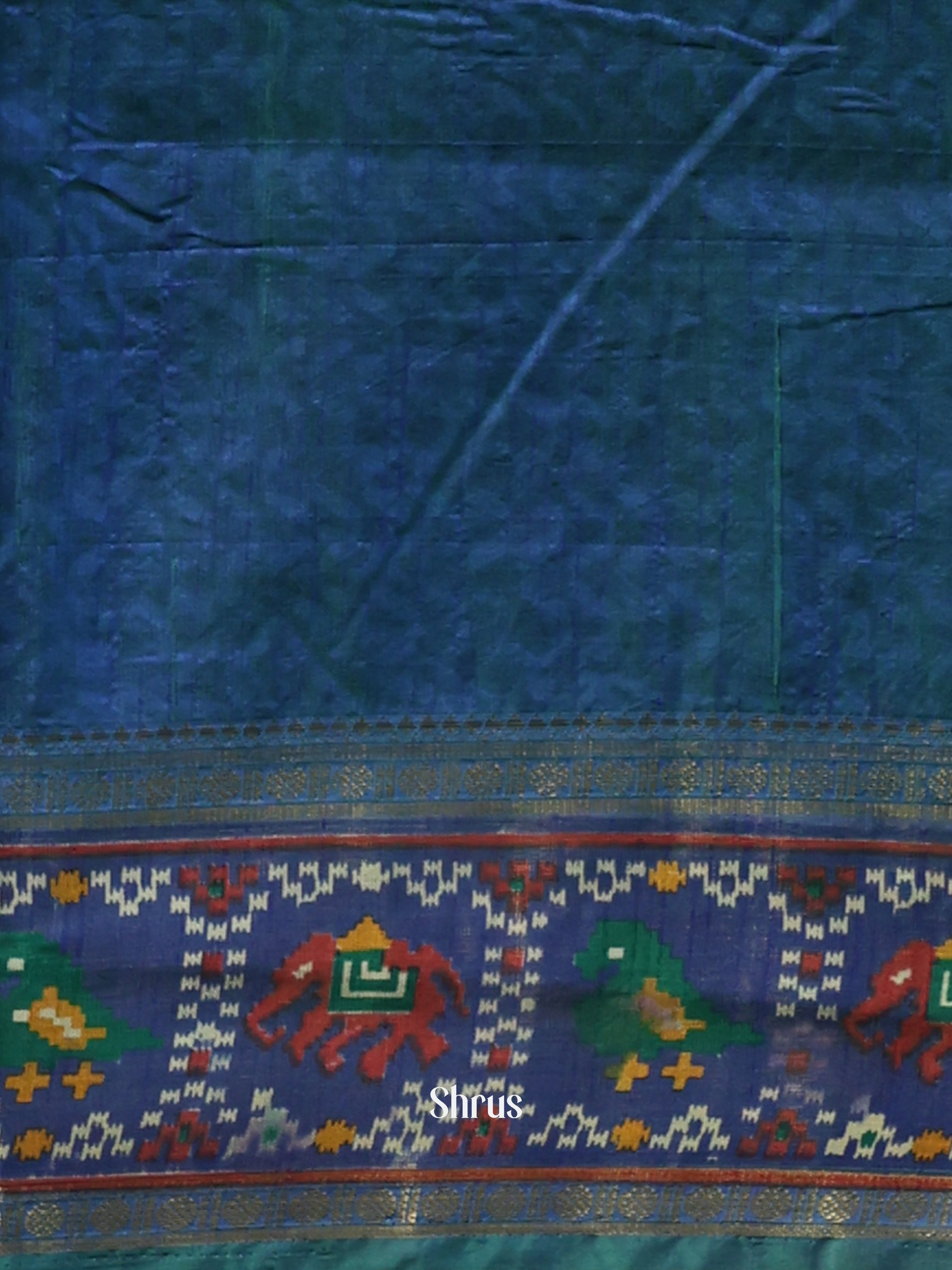 Green & Blue- Semi Patola Saree - Shop on Shrus.com