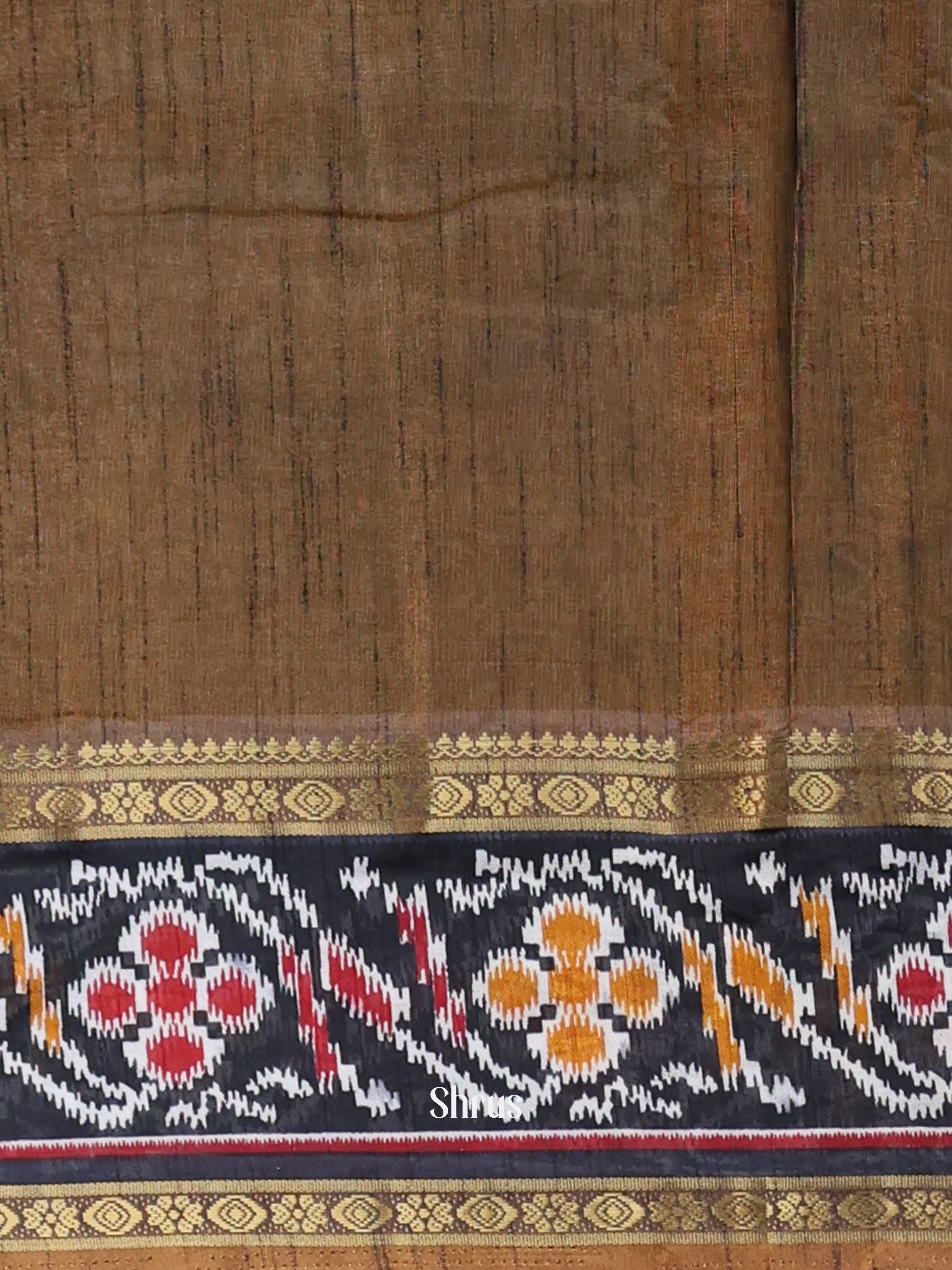 Mustard & Army Green- Semi Patola Saree - Shop on Shrus.com