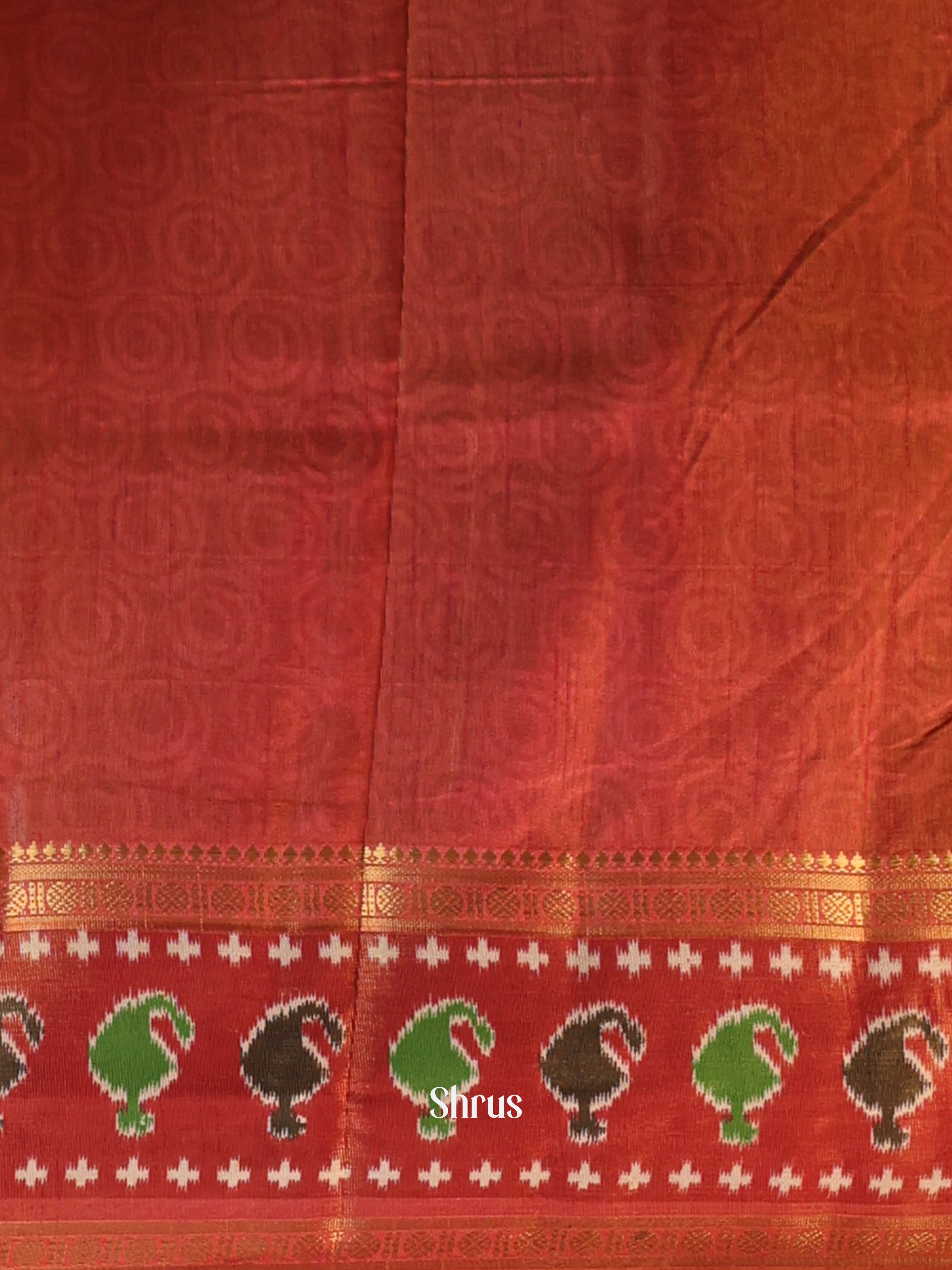 Brown & Brick- Semi Patola Saree - Shop on Shrus.com