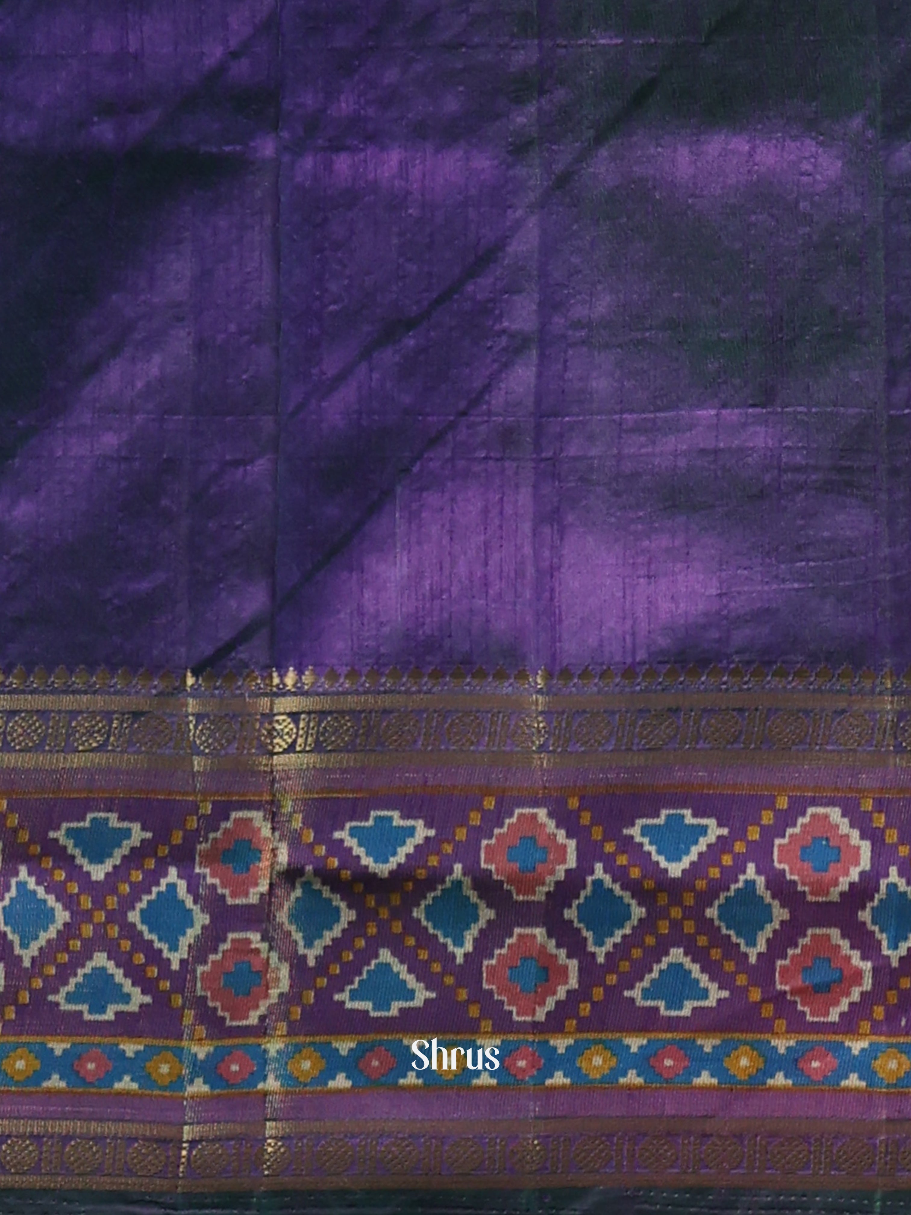 Blue & Violet - Semi Patola Saree - Shop on Shrus.com