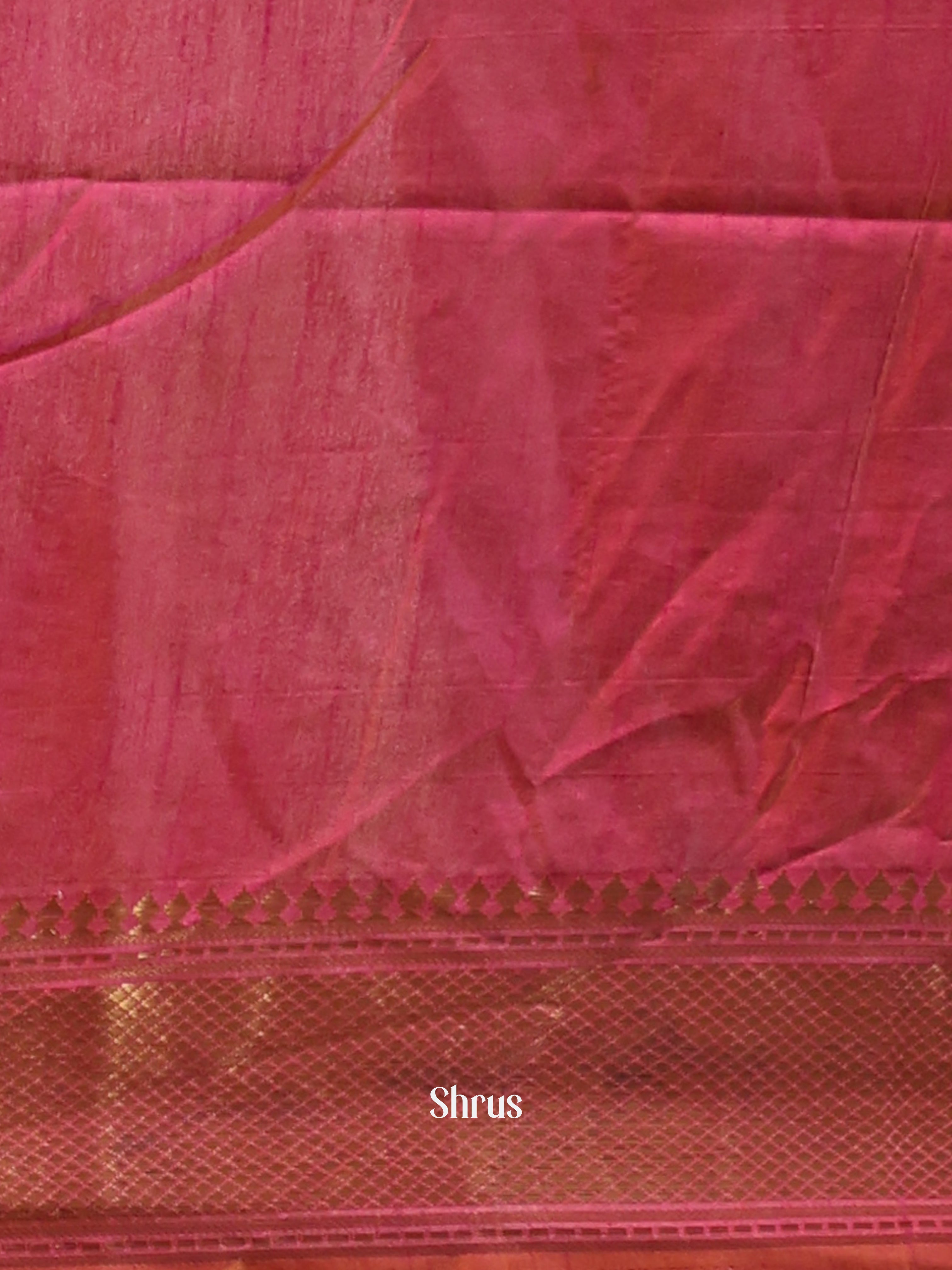 Blue & Pink - Semi Patola Saree - Shop on Shrus.com