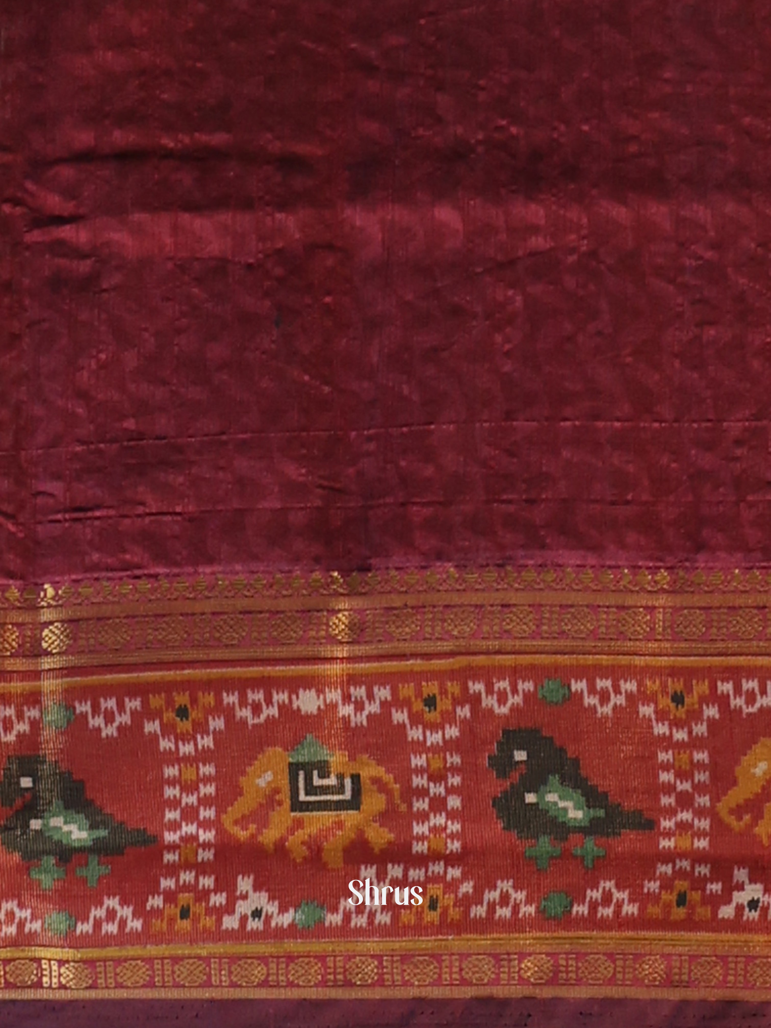 Black & Maroon- Semi Patola Saree - Shop on Shrus.com