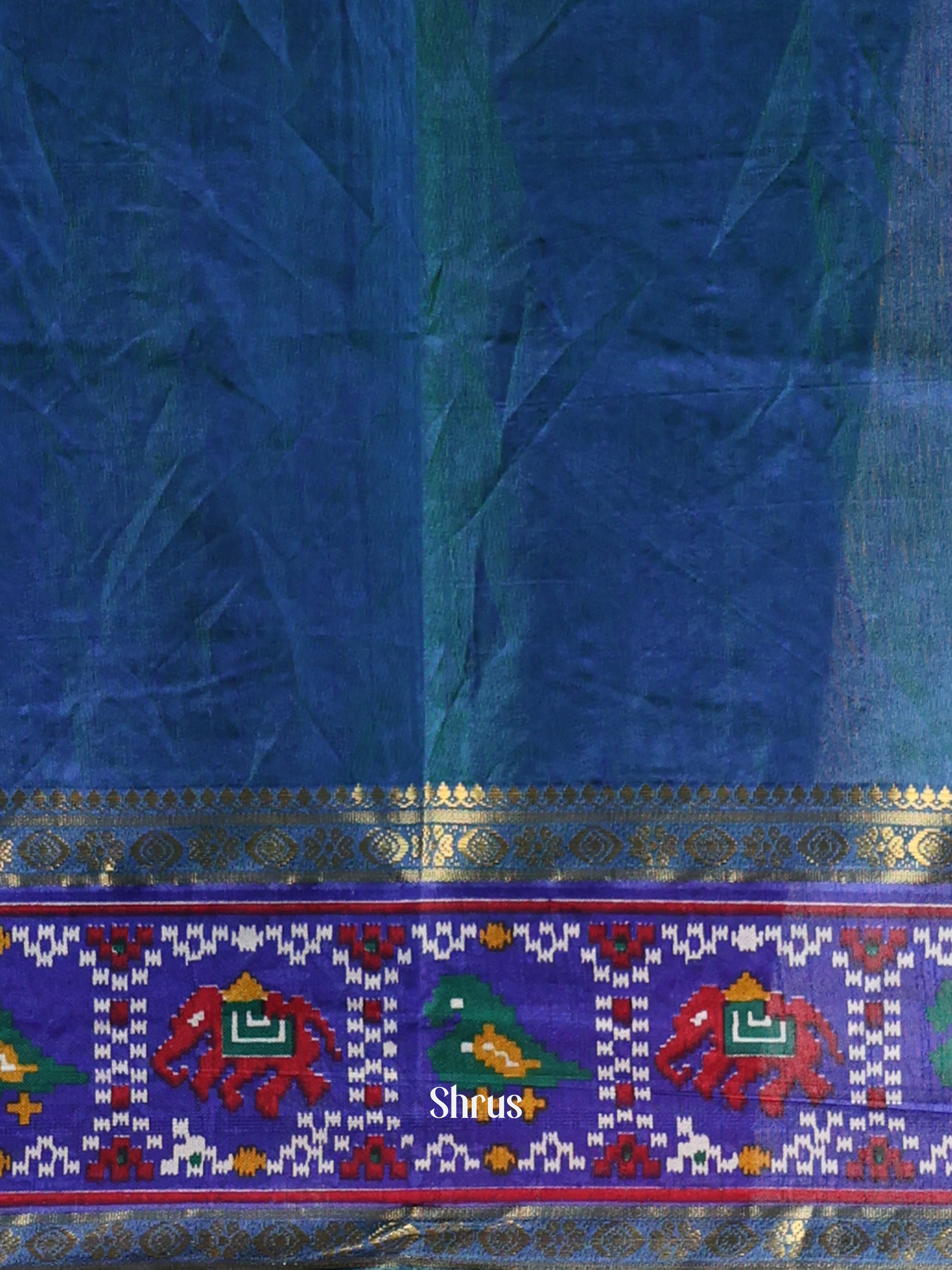 Green & Blue - Semi Patola Saree - Shop on Shrus.com