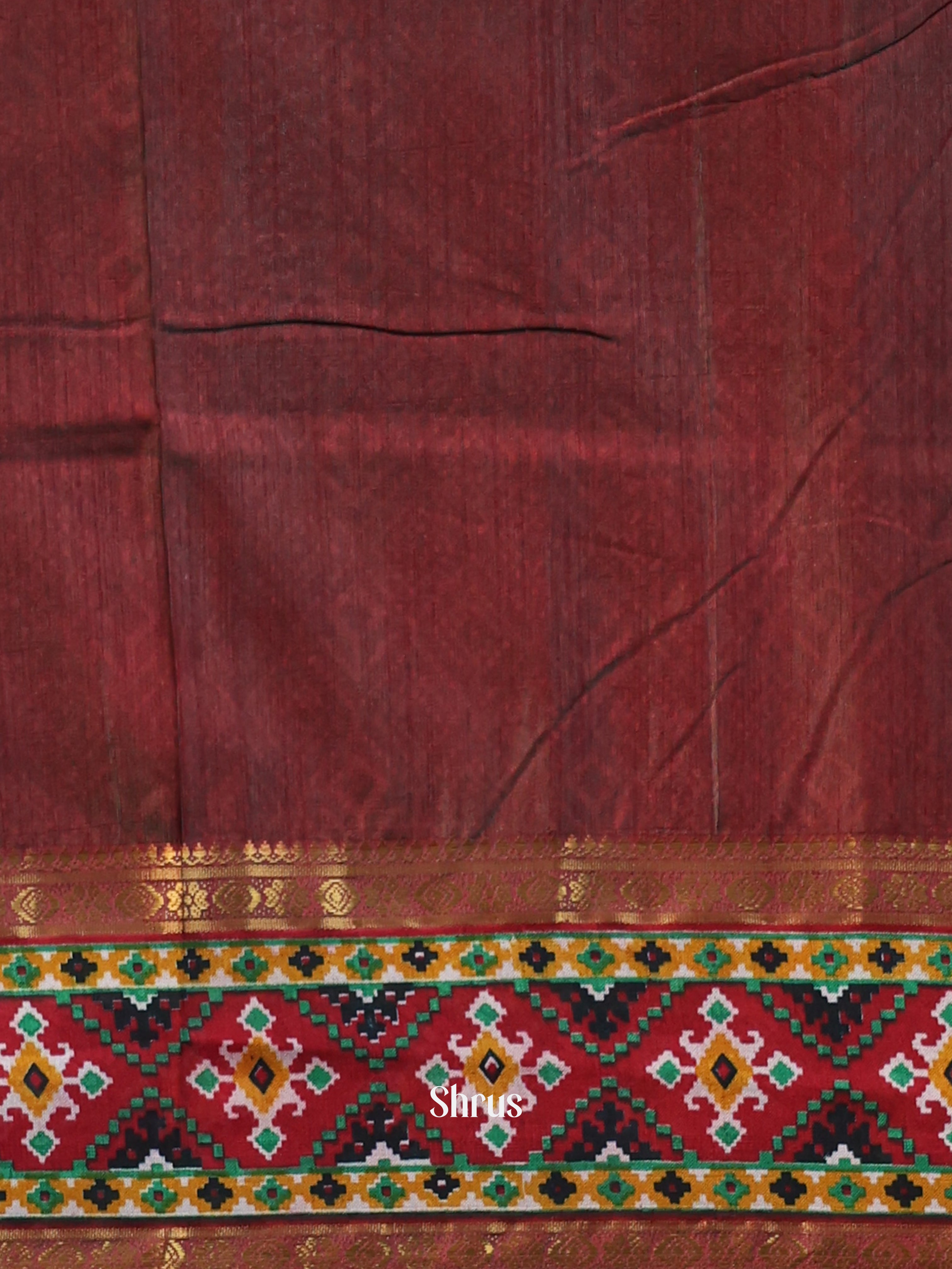 Green & Brown - Semi Patola Saree - Shop on Shrus.com