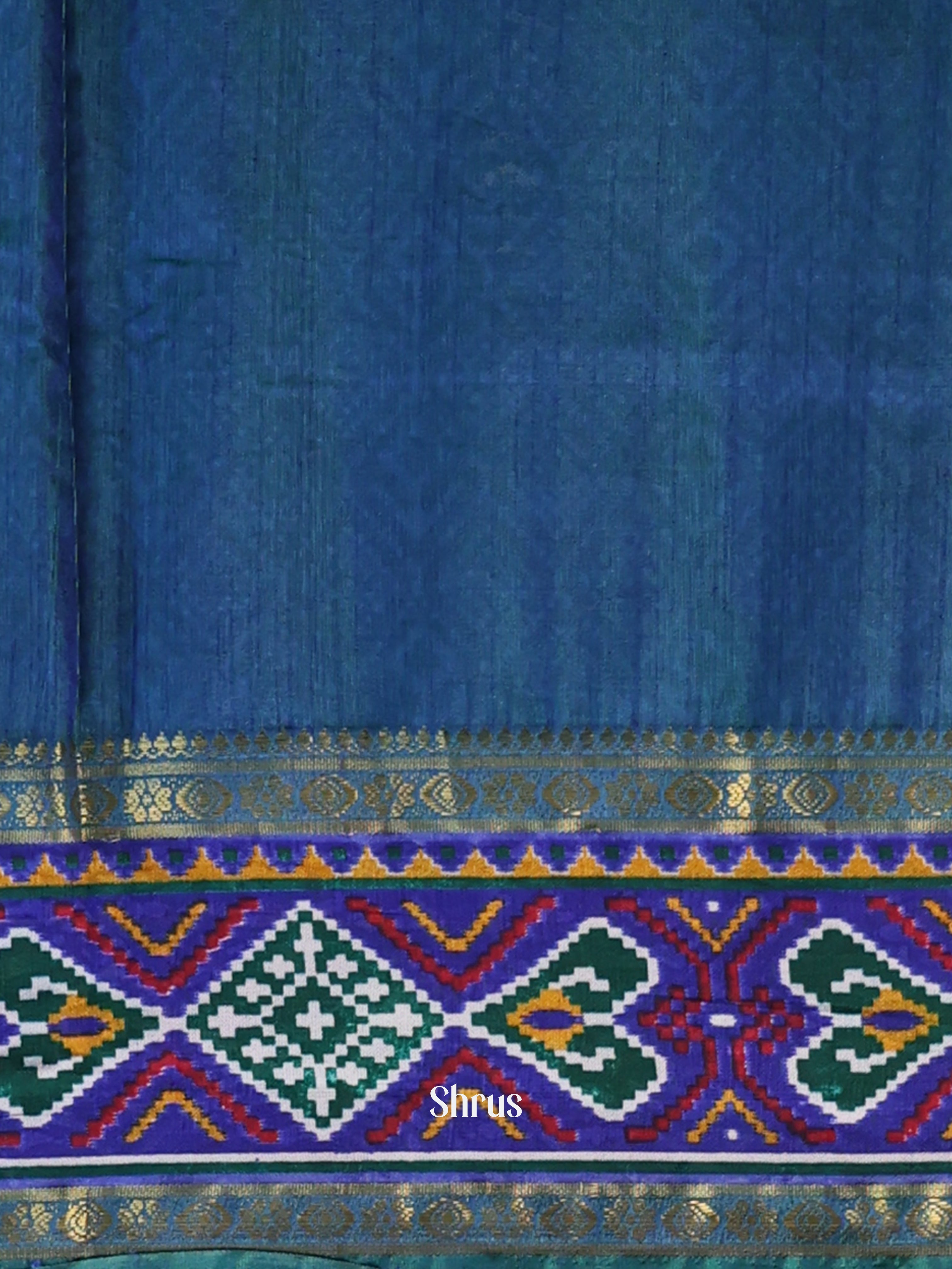 Green & Blue - Semi Patola Saree - Shop on Shrus.com