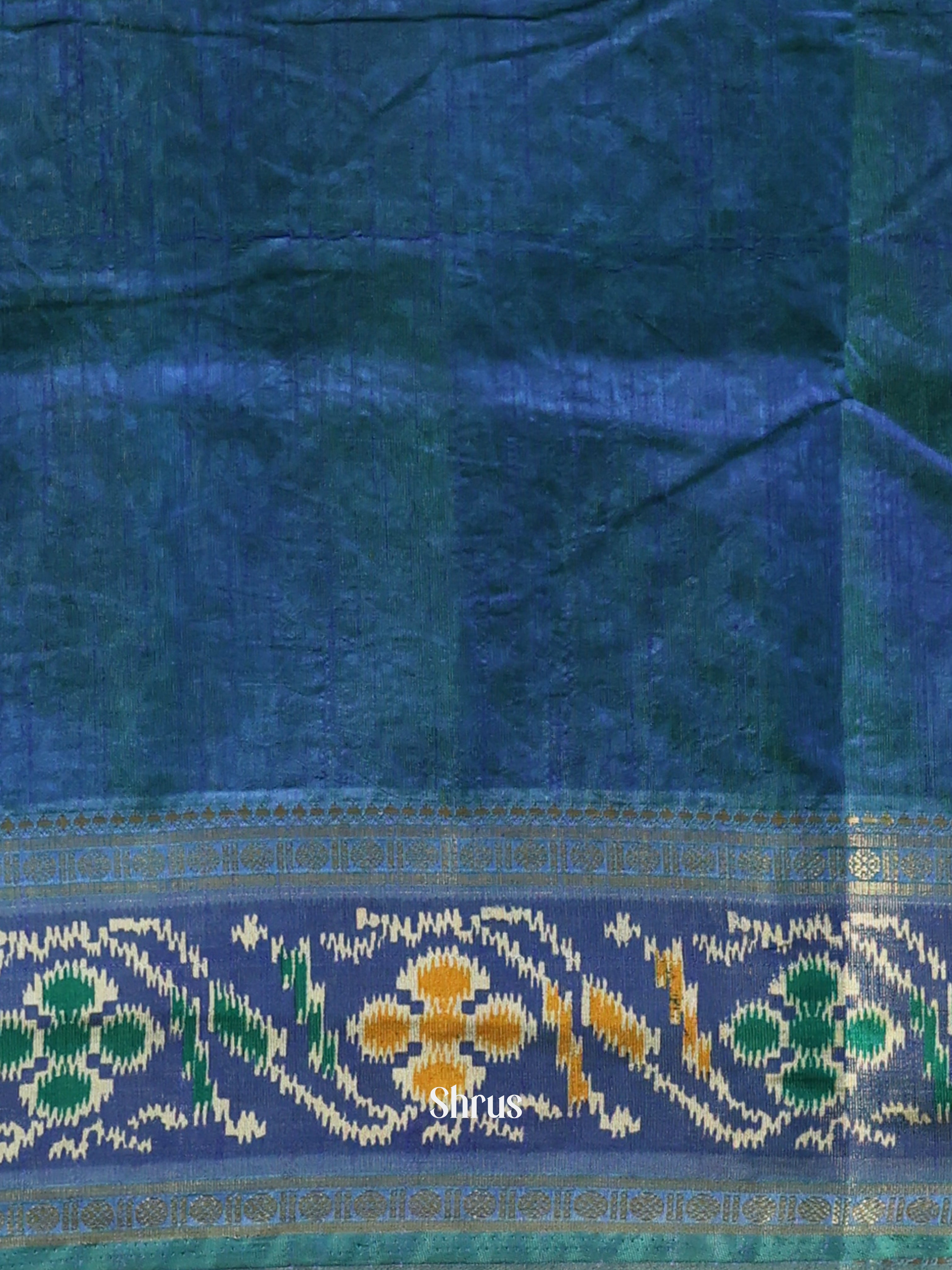 Green & Blue - Semi Patola Saree - Shop on Shrus.com