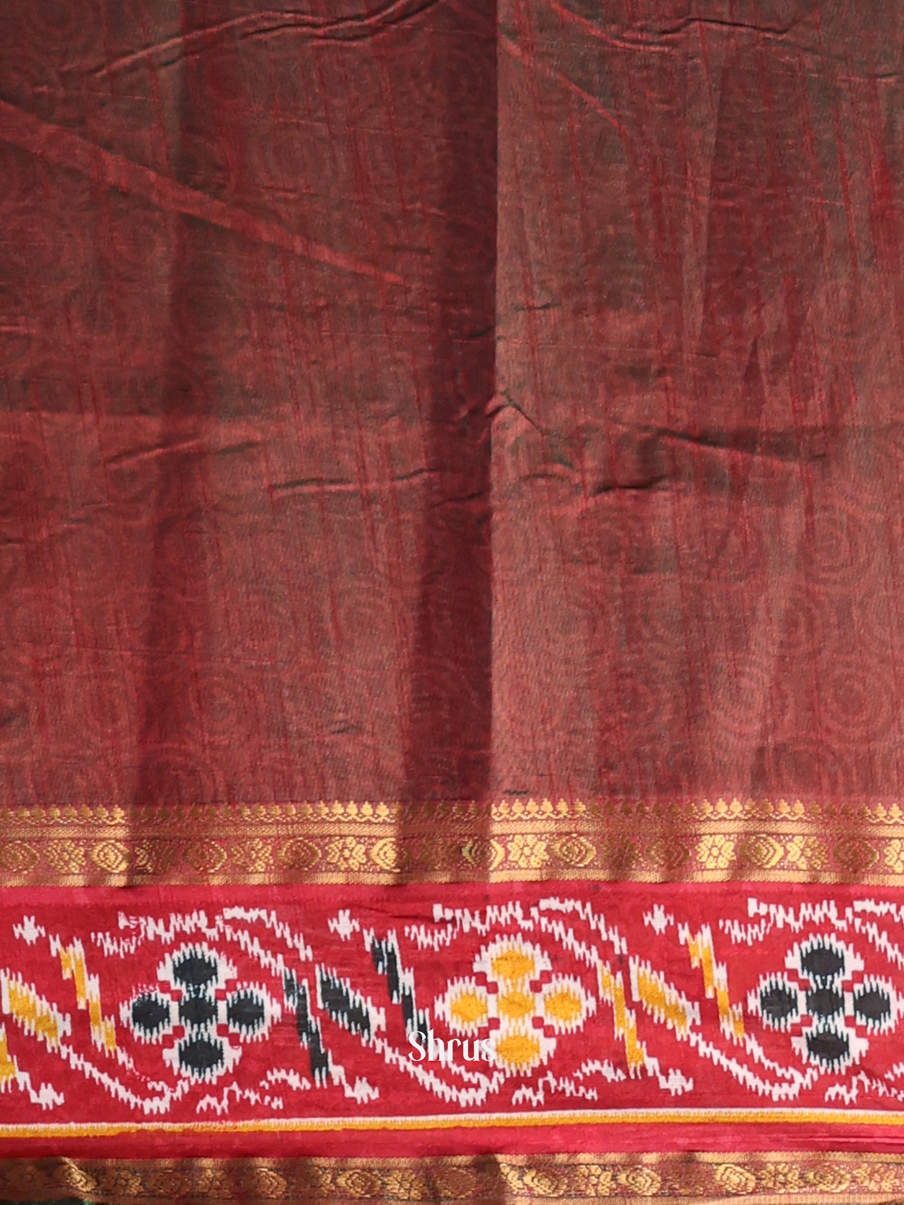 Green & Brown - Semi Patola Saree - Shop on Shrus.com