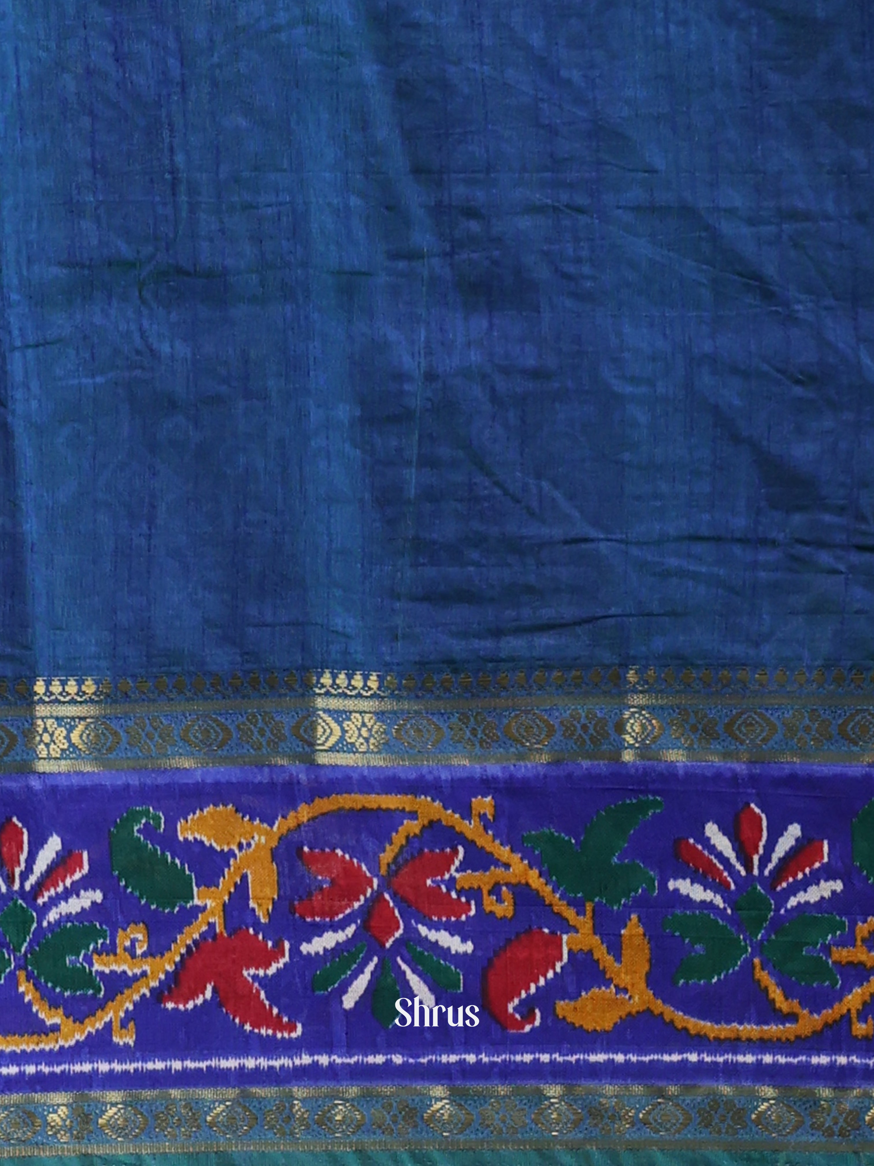 Green & Blue - Semi Patola Saree - Shop on Shrus.com