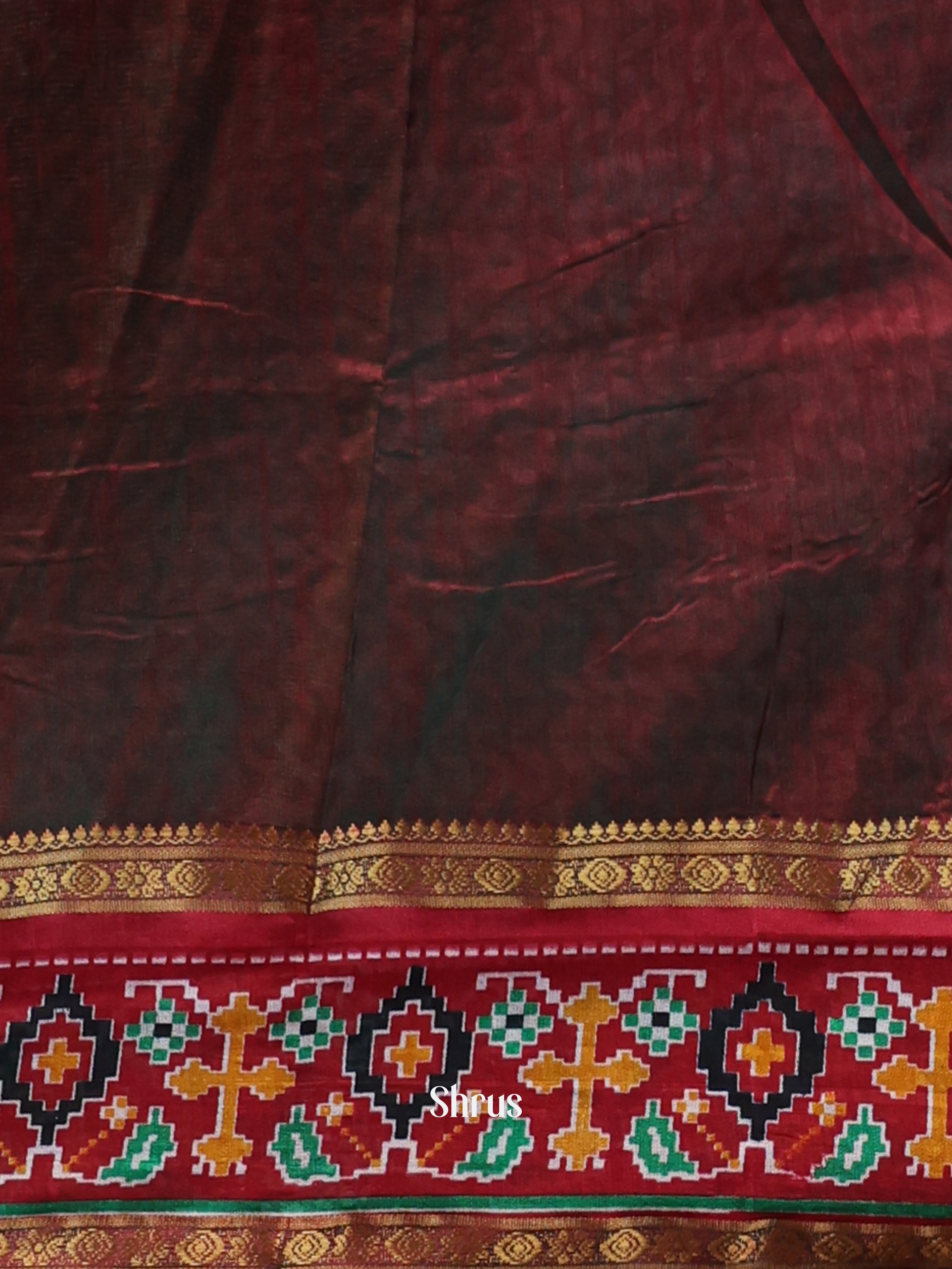 Green & Brown - Semi Patola Saree - Shop on Shrus.com