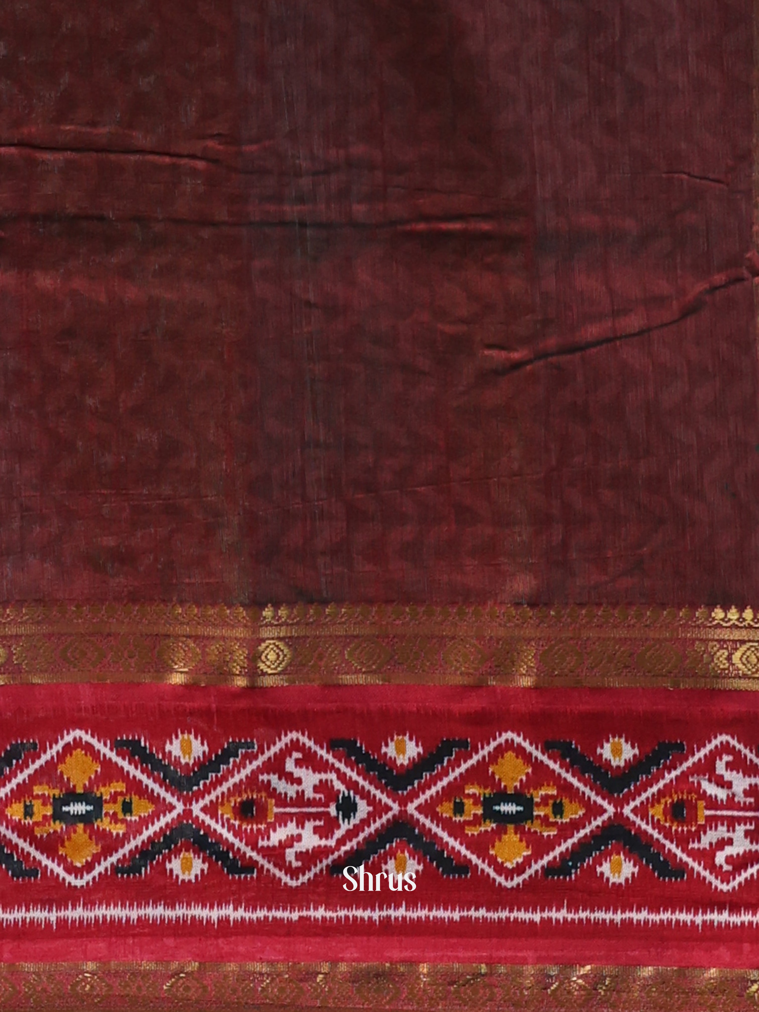 Green & Brown - Semi Patola Saree - Shop on Shrus.com