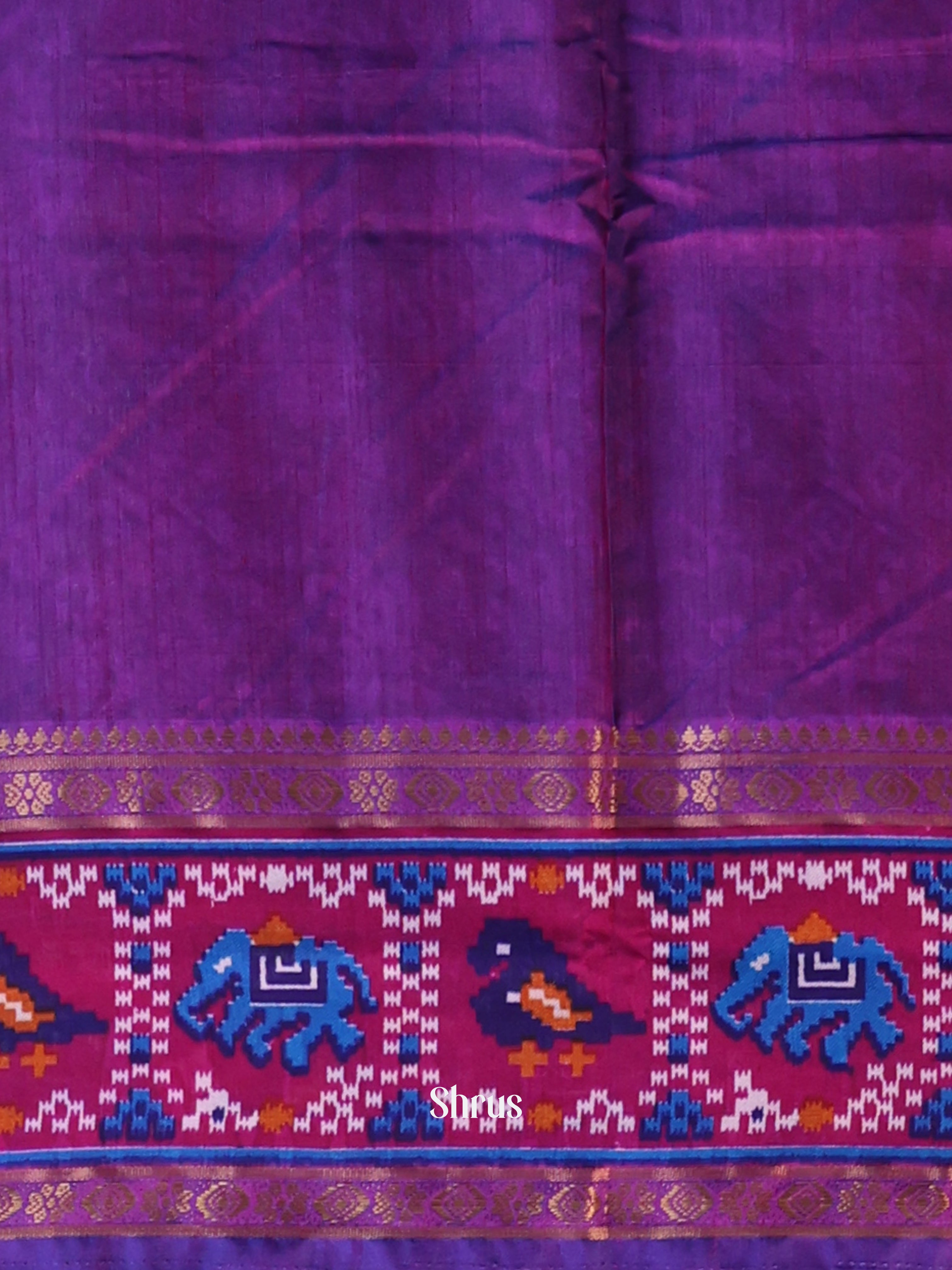 Blue & Purple - Semi Patola Saree - Shop on Shrus.com