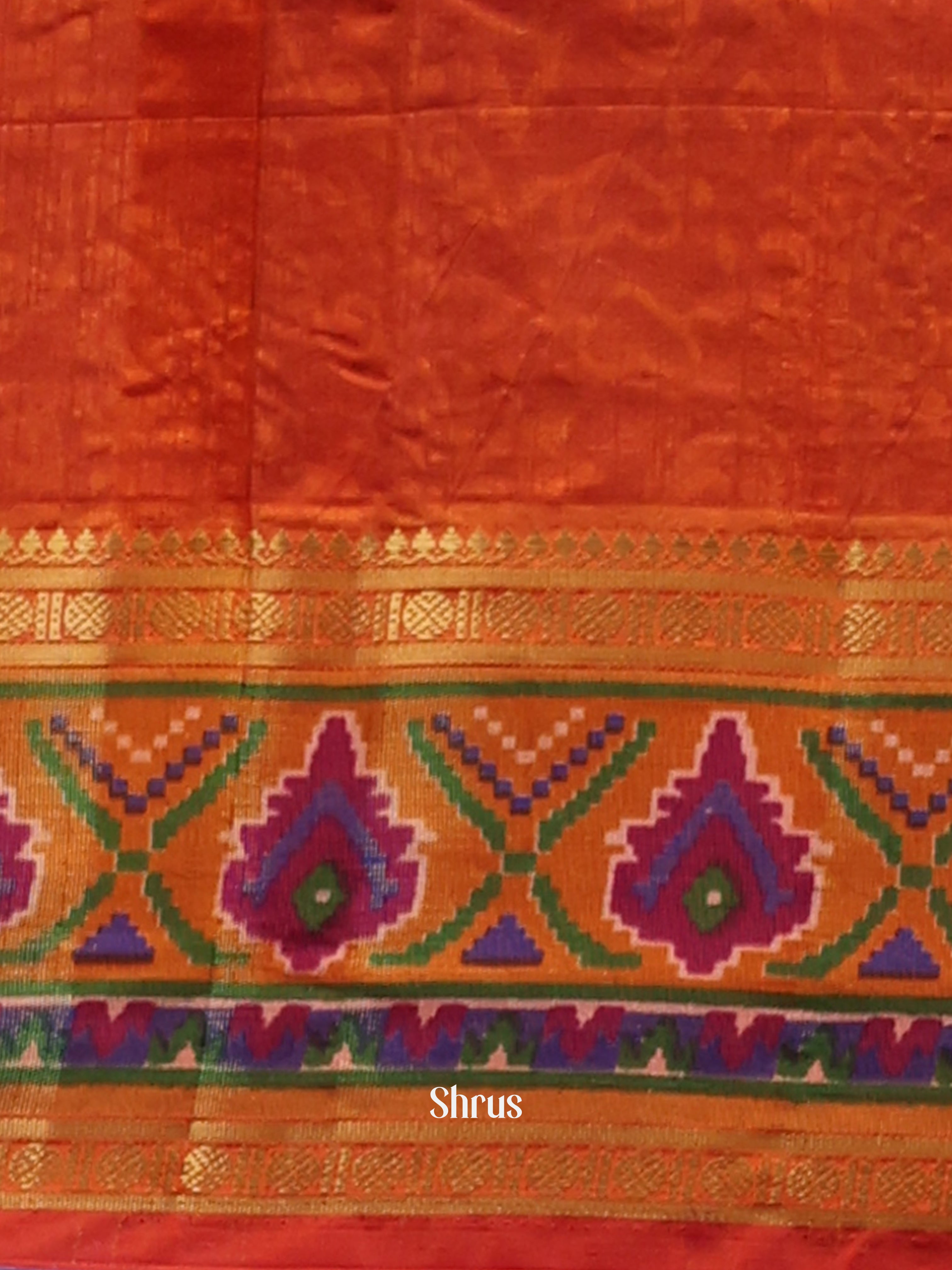 Purple & Orange - Semi Patola Saree - Shop on Shrus.com