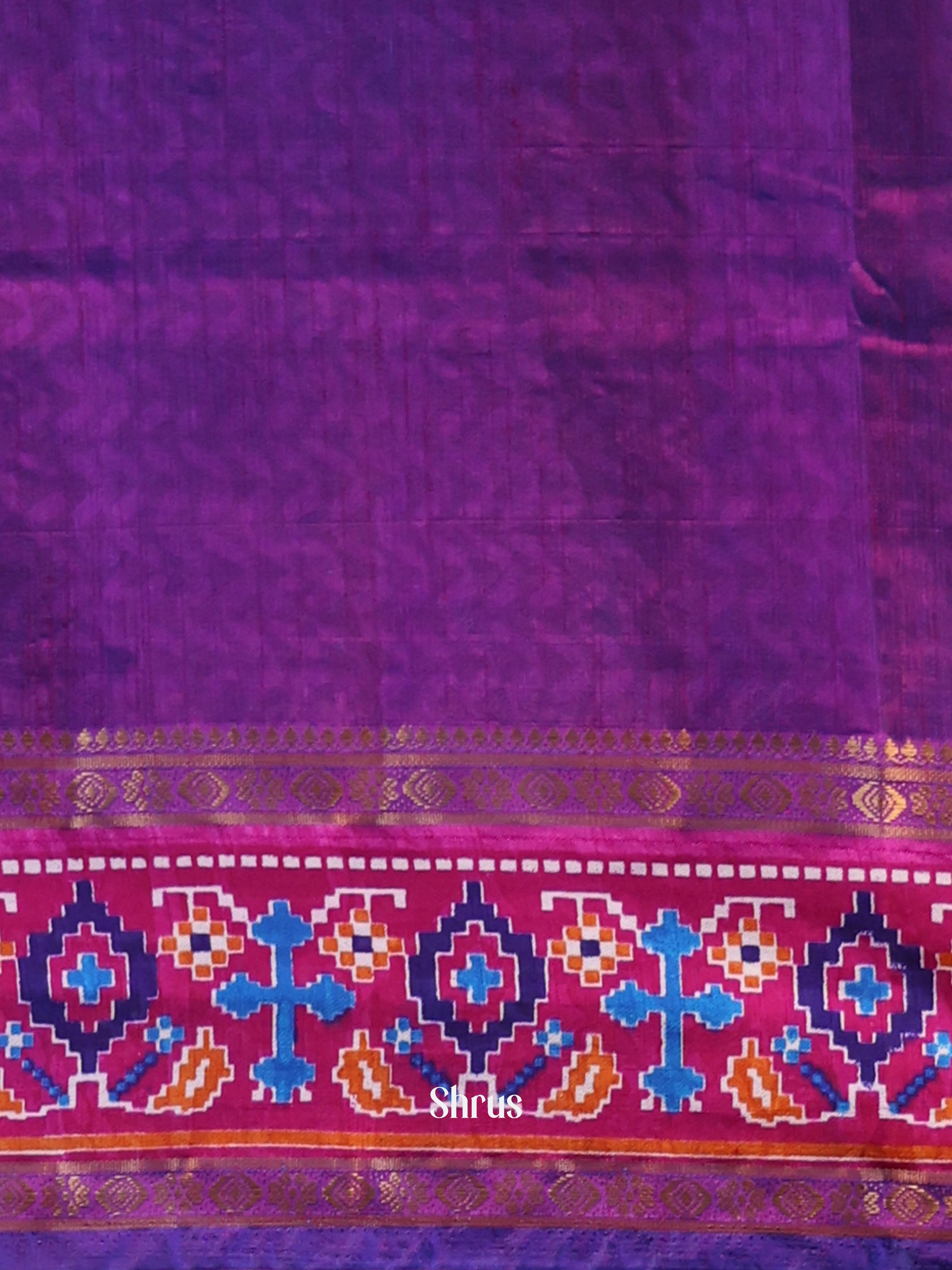 Blue & Purple - Semi Patola Saree - Shop on Shrus.com