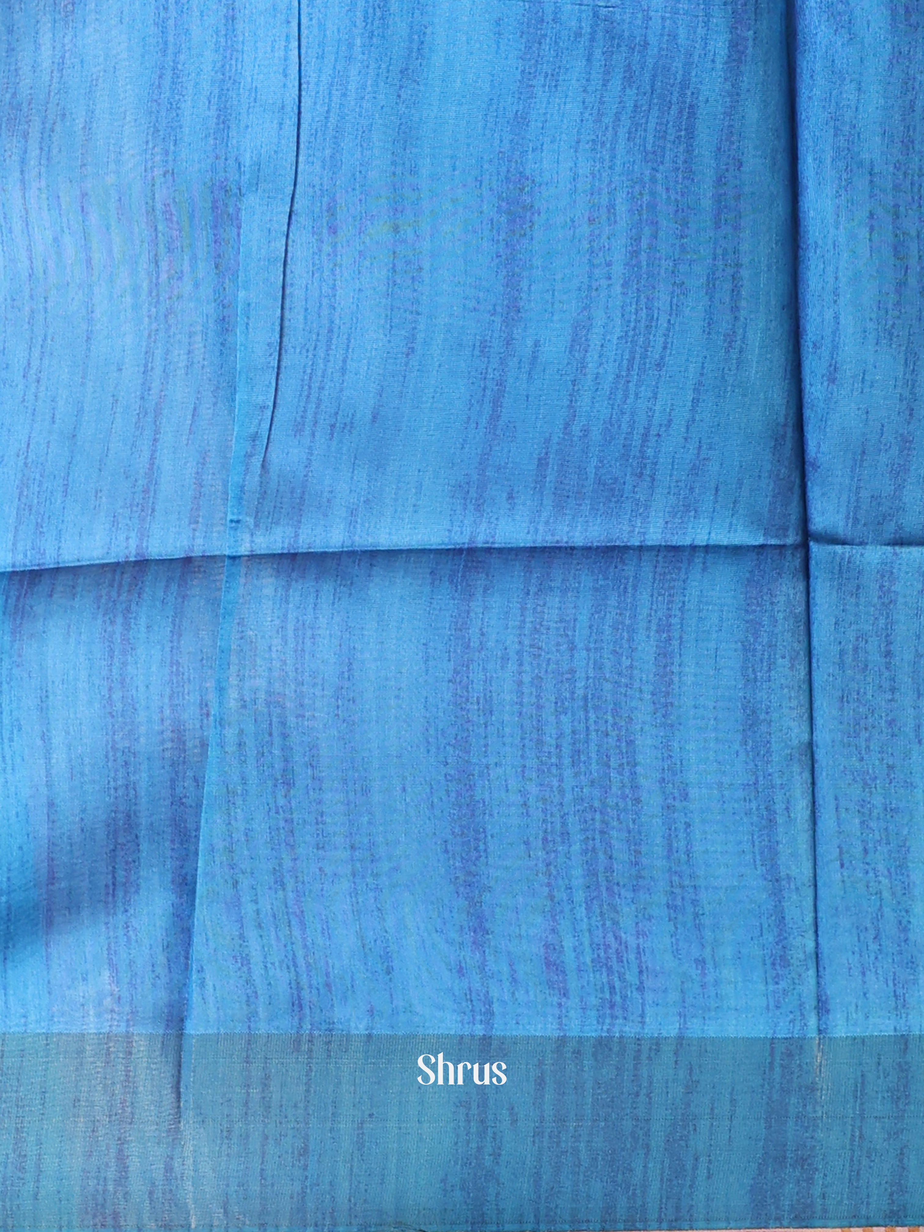 Cream & Blue - Champa semitussar Saree - Shop on Shrus.com