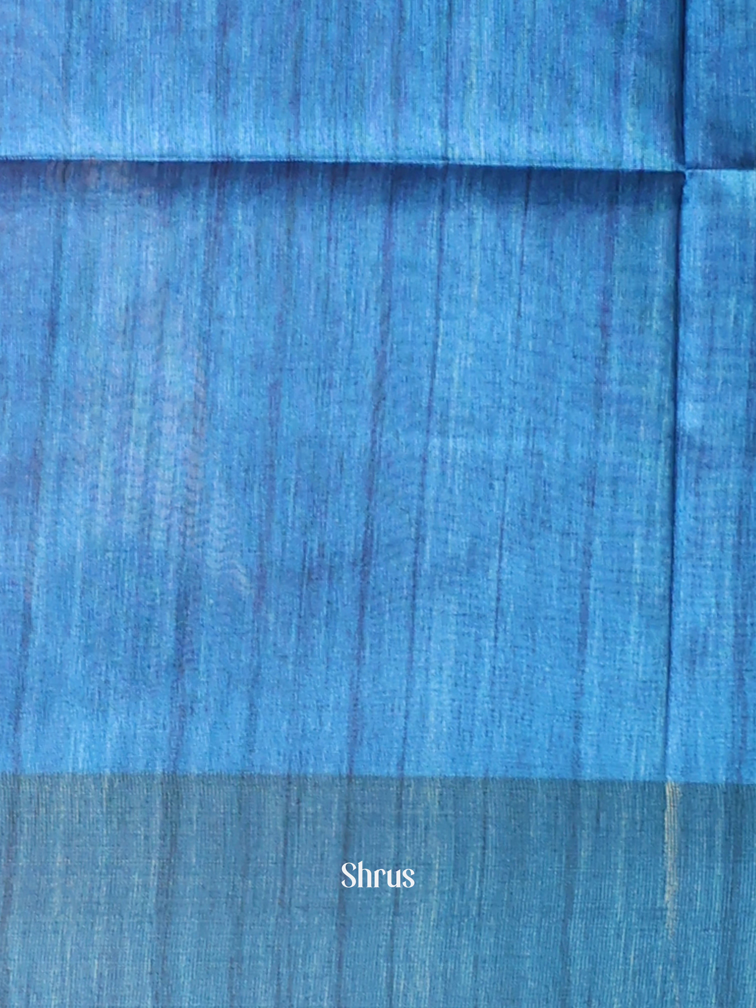 Cream & Blue - Champa semitussar Saree - Shop on Shrus.com