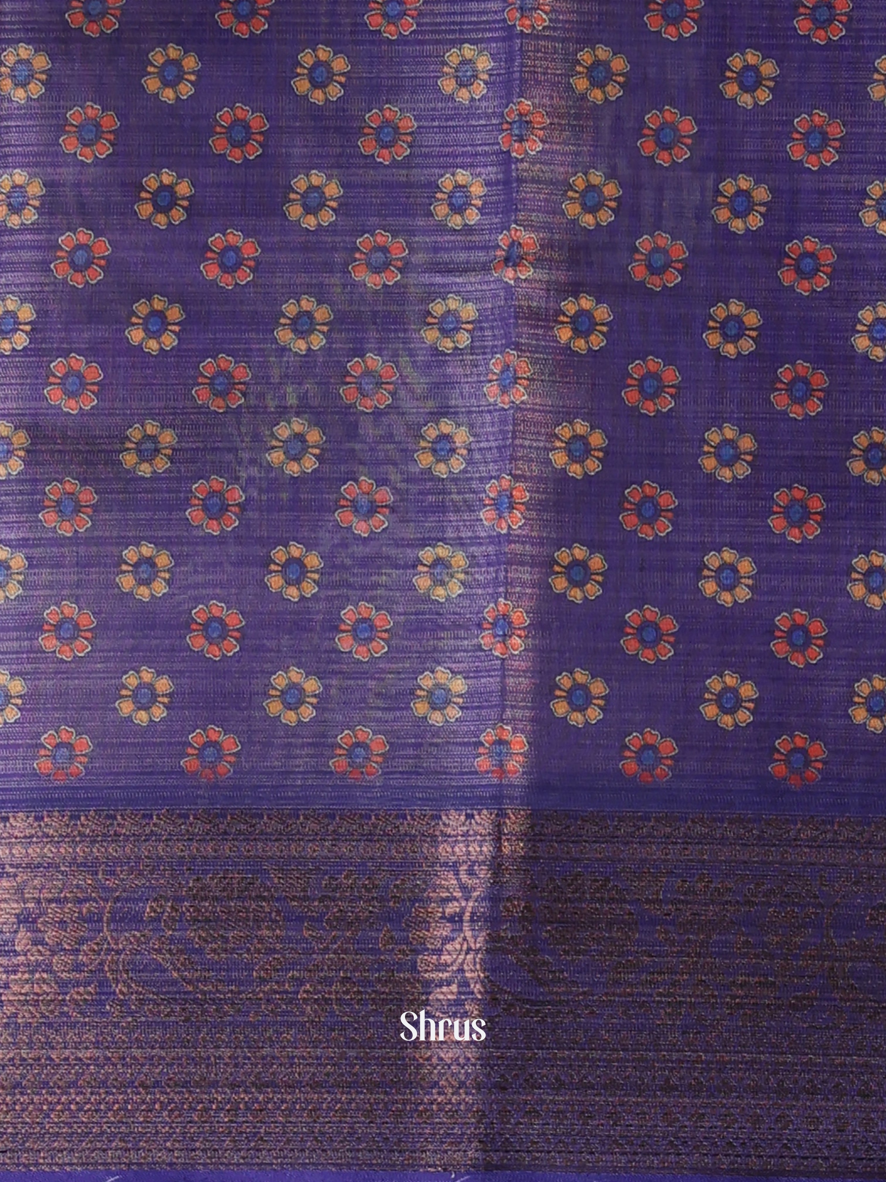 Lite peach & Violet - Semi Tissue Saree - Shop on Shrus.com