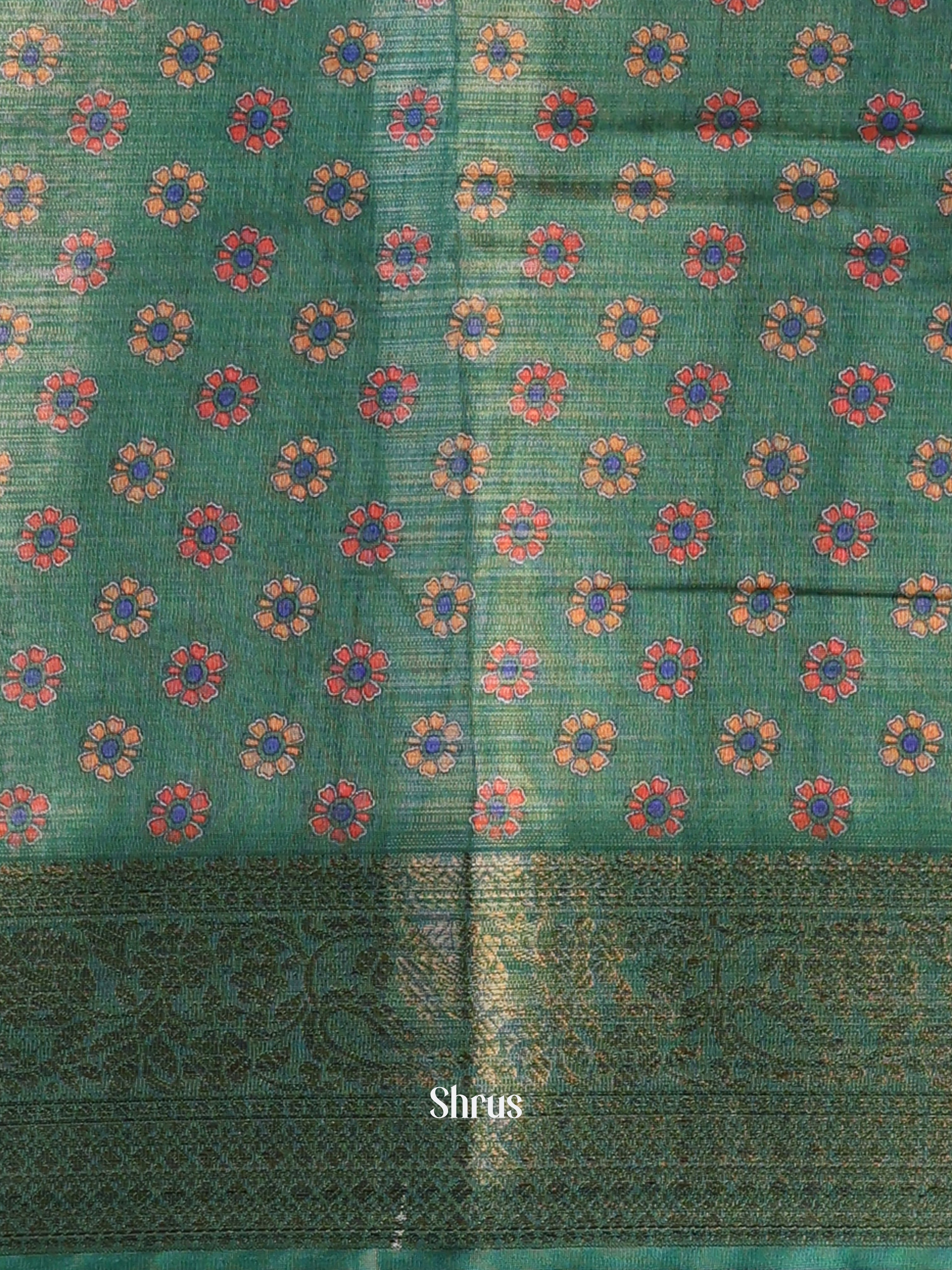 Lite Green & bottle Green - Semi Tissue Saree - Shop on Shrus.com