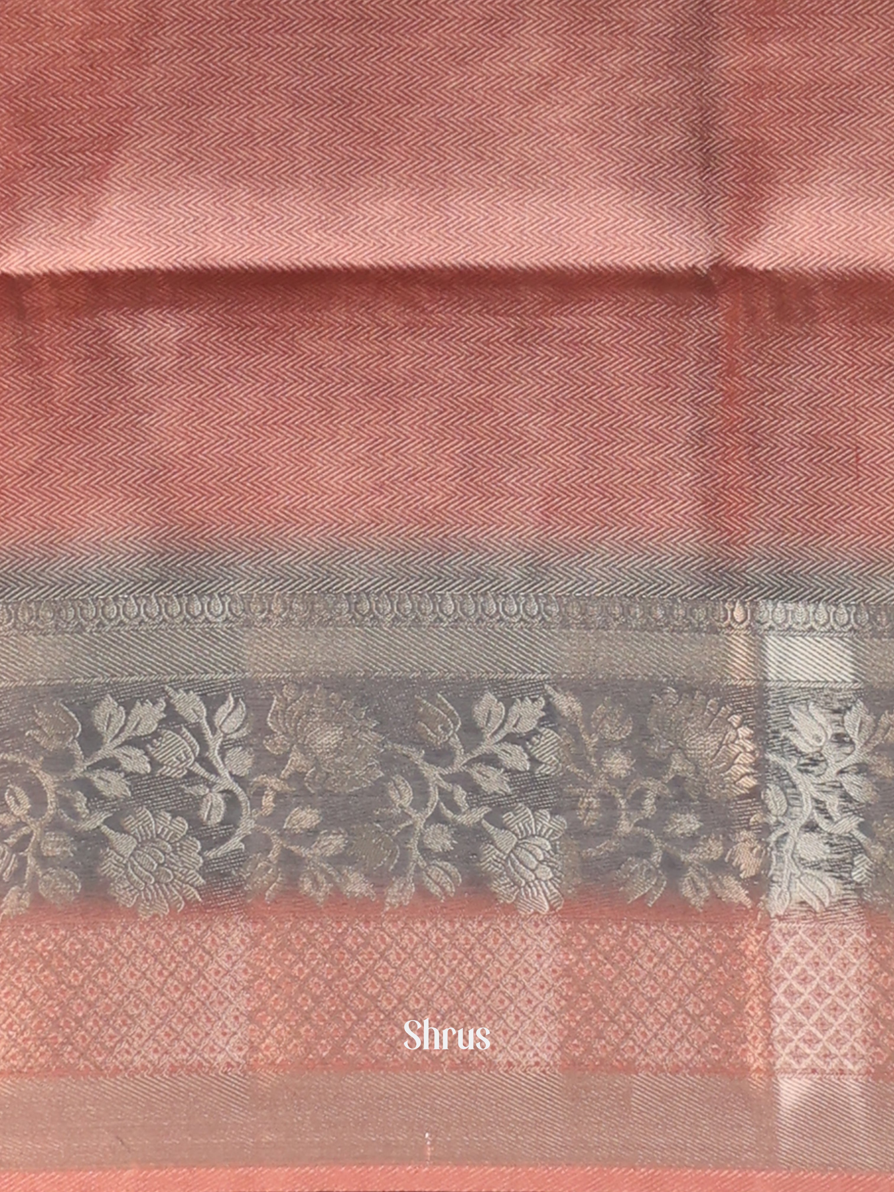 Dusty Pink & Grey - Printed chanderi Saree -1