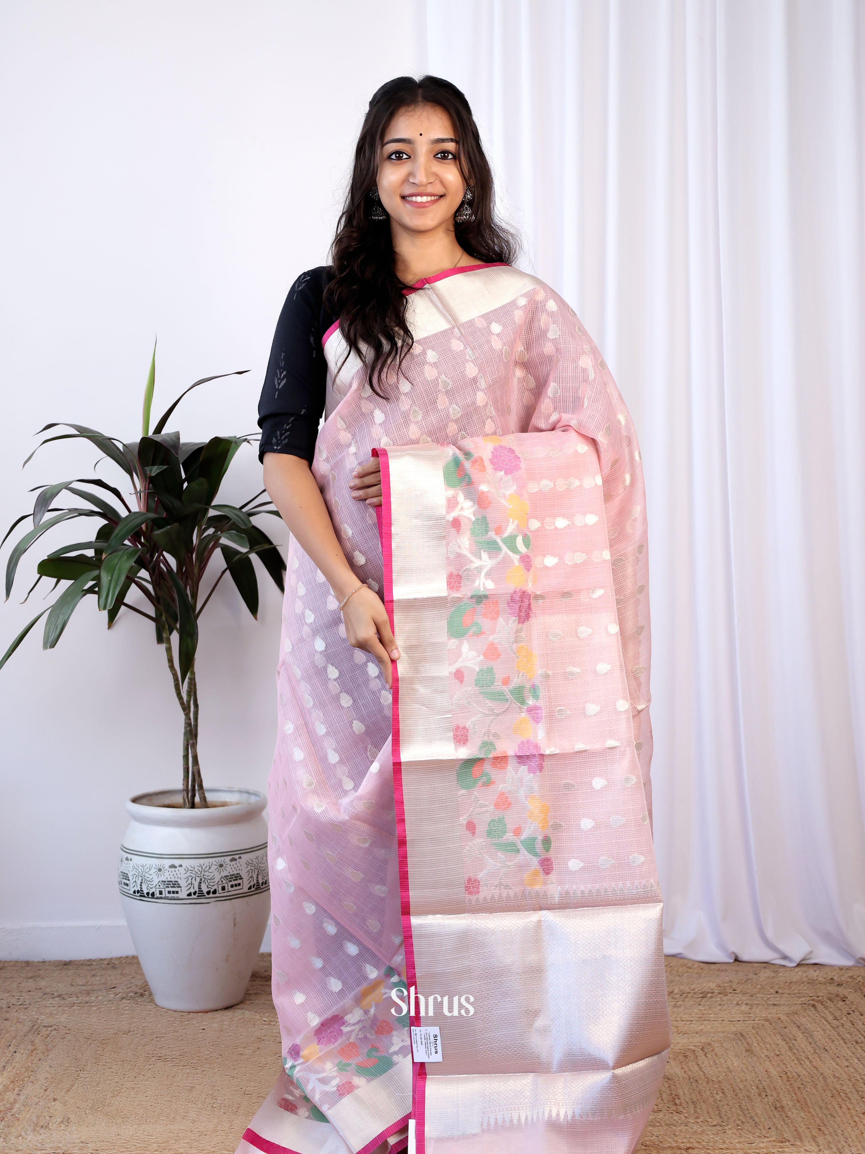 Pink - Kora Banarasi Saree - Shop on Shrus.com