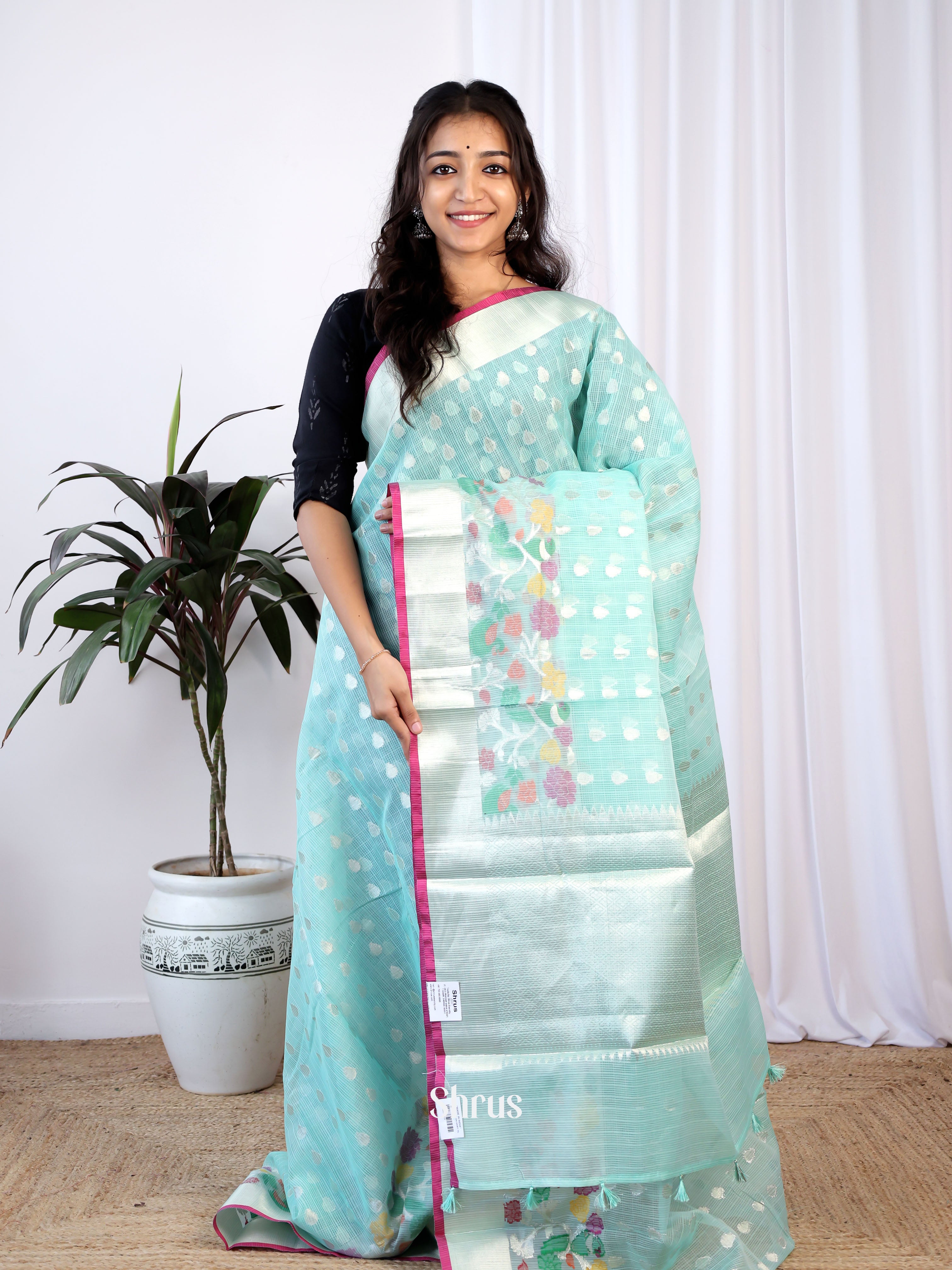 Blue - Kora Banarasi Saree - Shop on Shrus.com