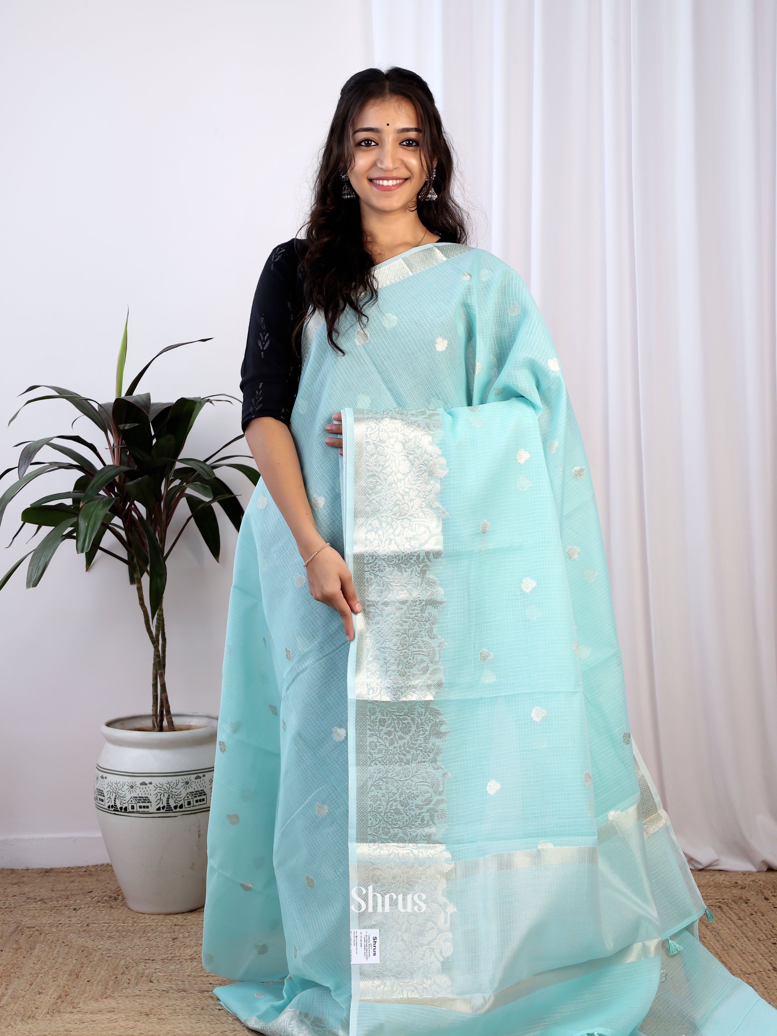 Blue - Kora Banarasi Saree - Shop on Shrus.com