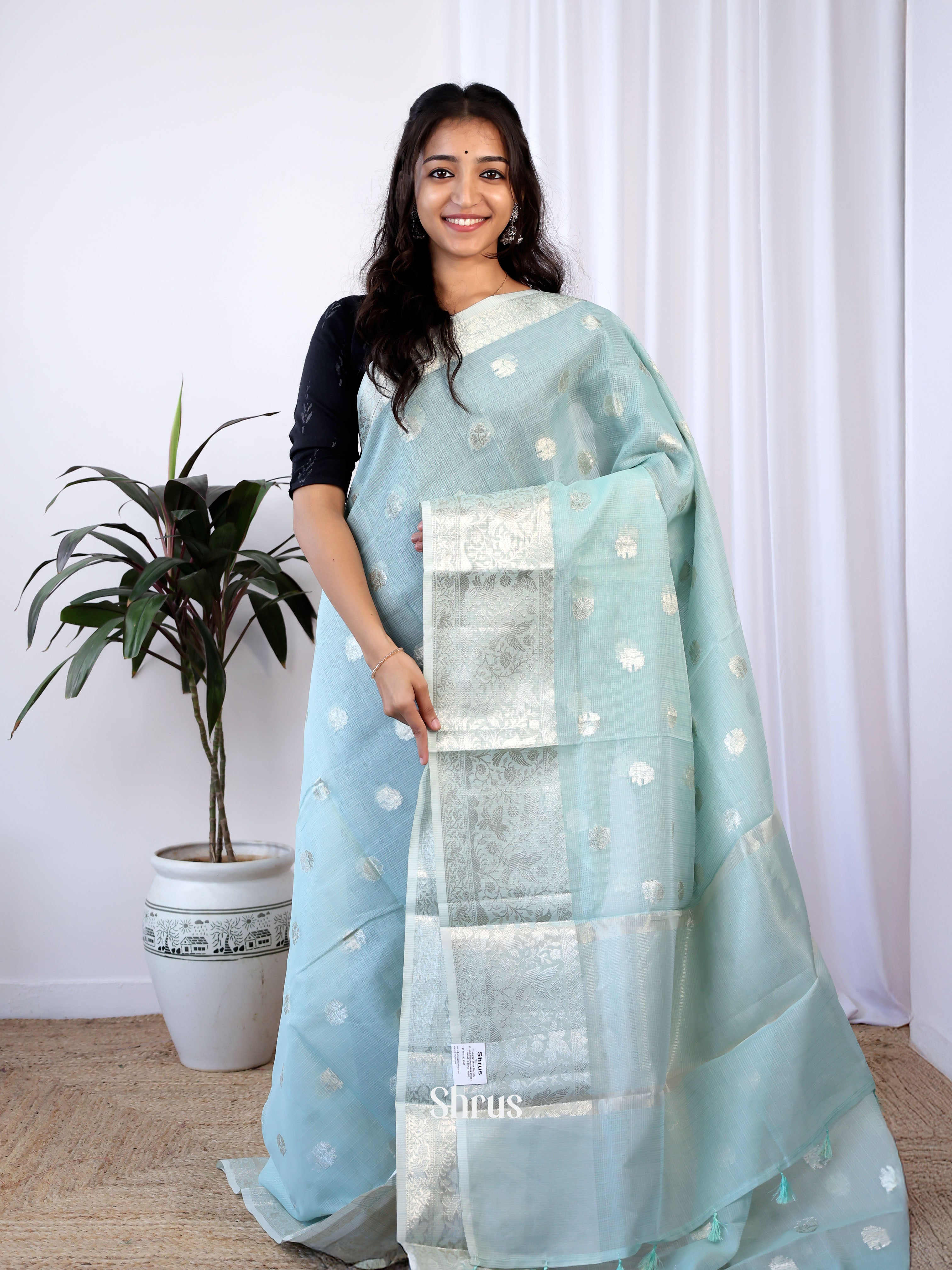 Blue- Kora Banarasi Saree - Shop on Shrus.com