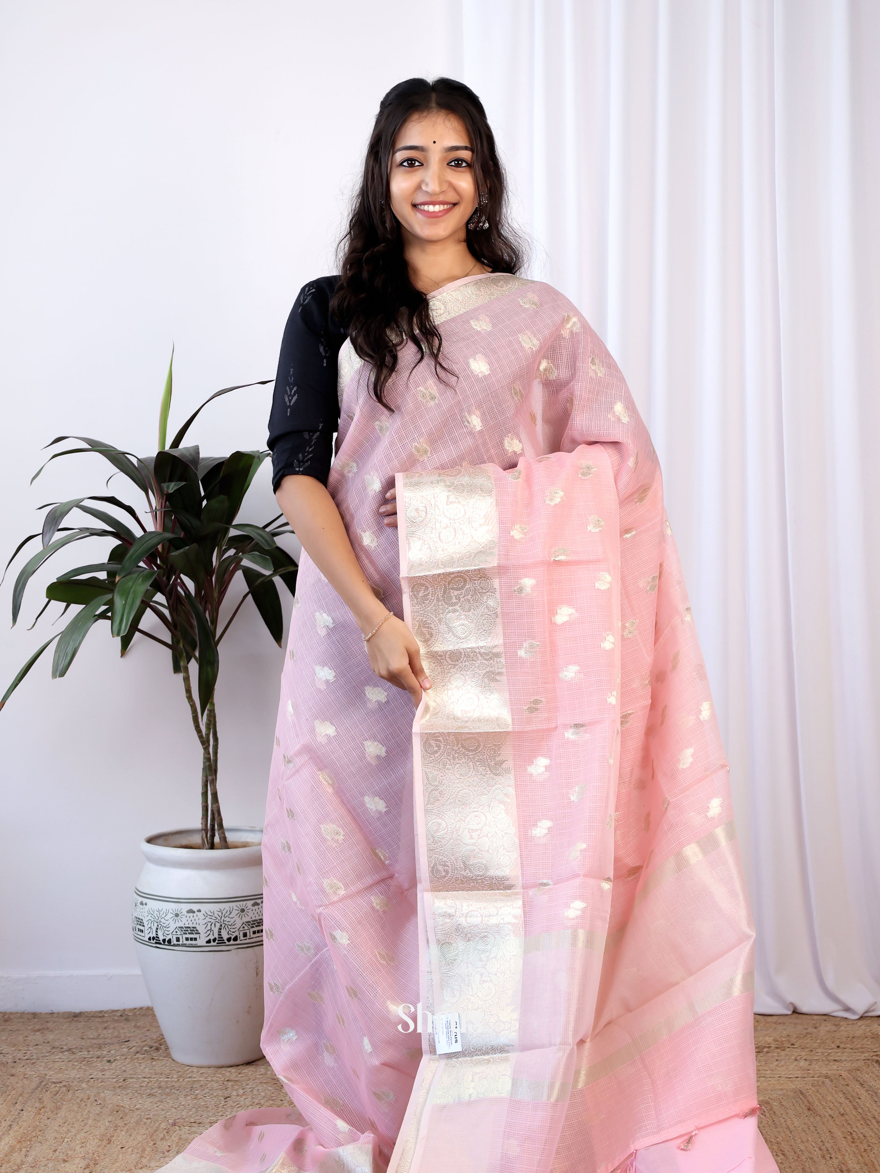 Pink - Kora Banarasi Saree - Shop on Shrus.com