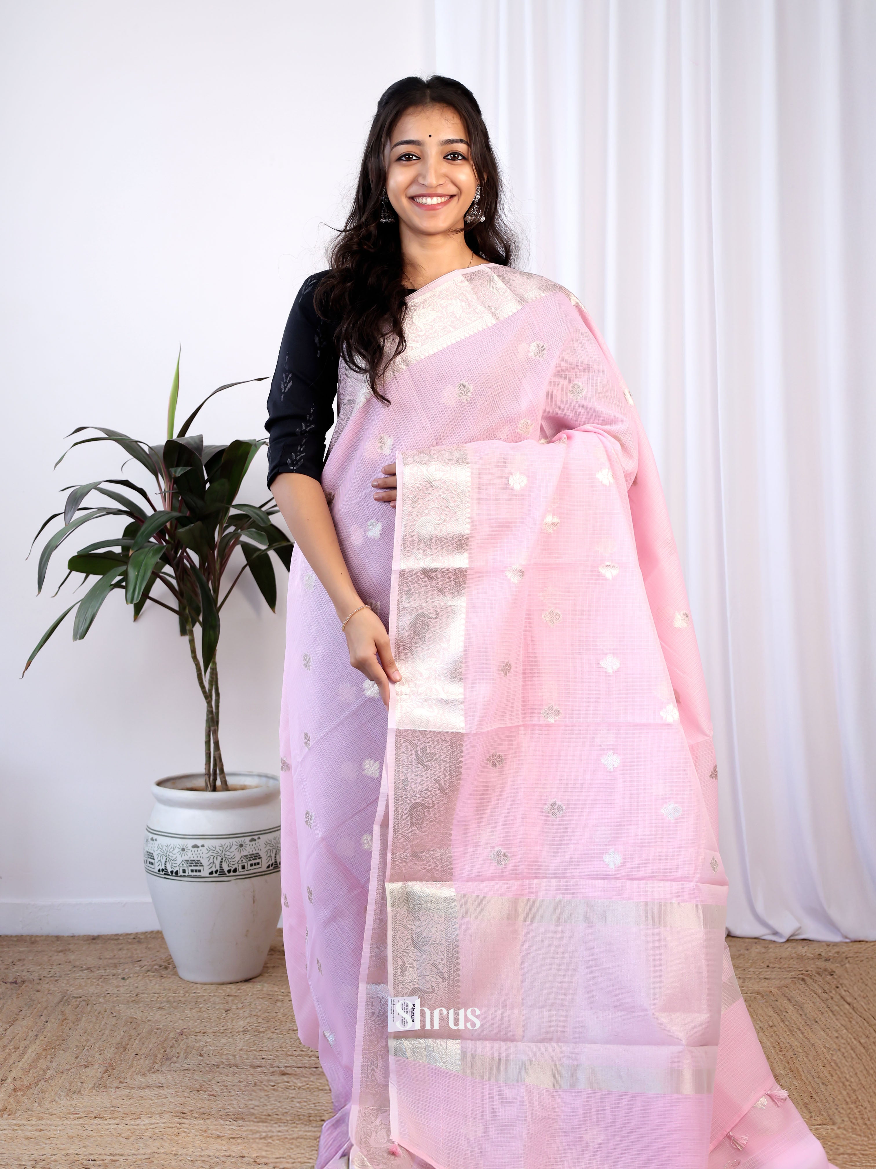 Pink- Kora Banarasi Saree - Shop on Shrus.com