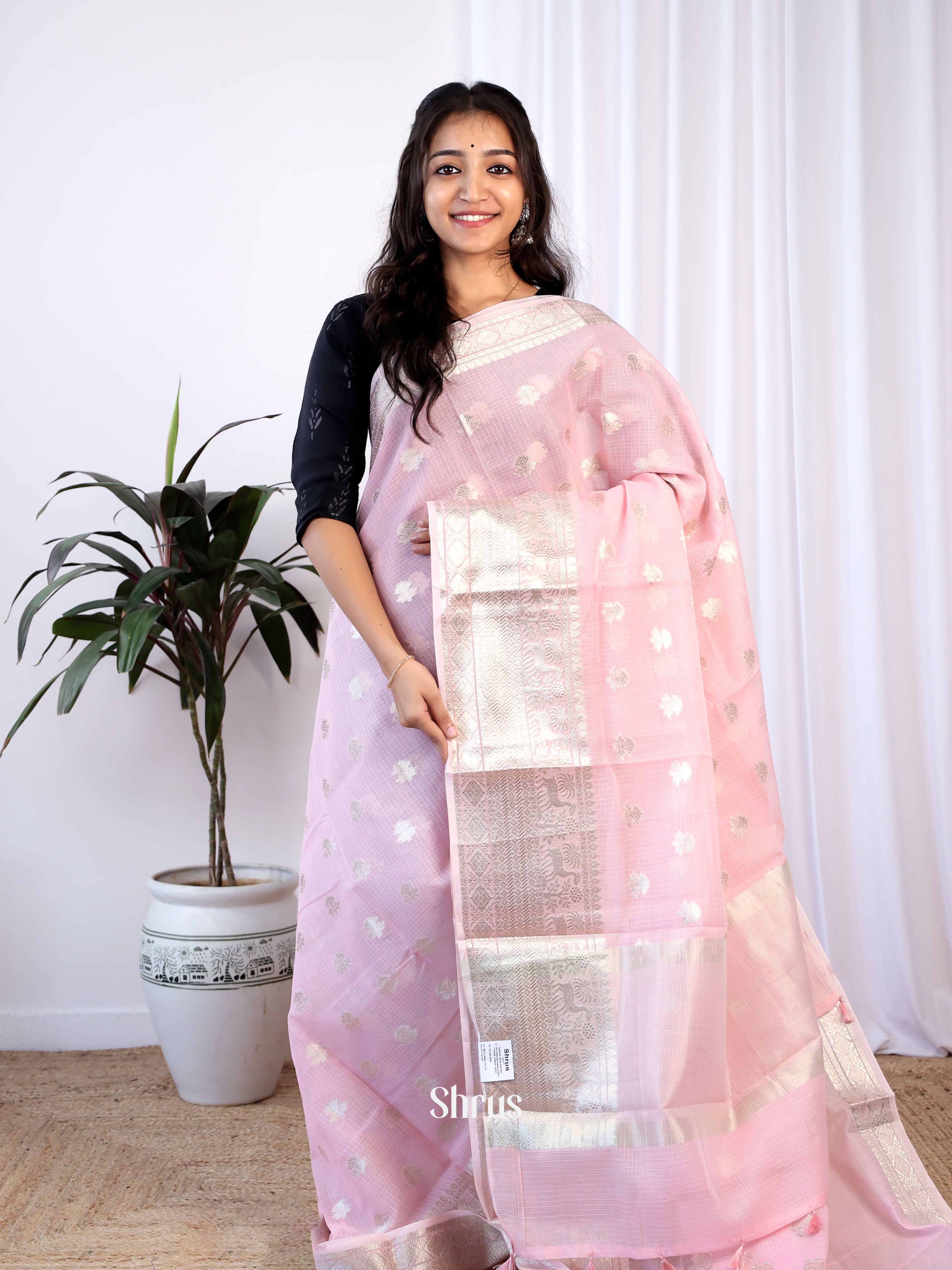 Pink- Kora Banarasi Saree - Shop on Shrus.com