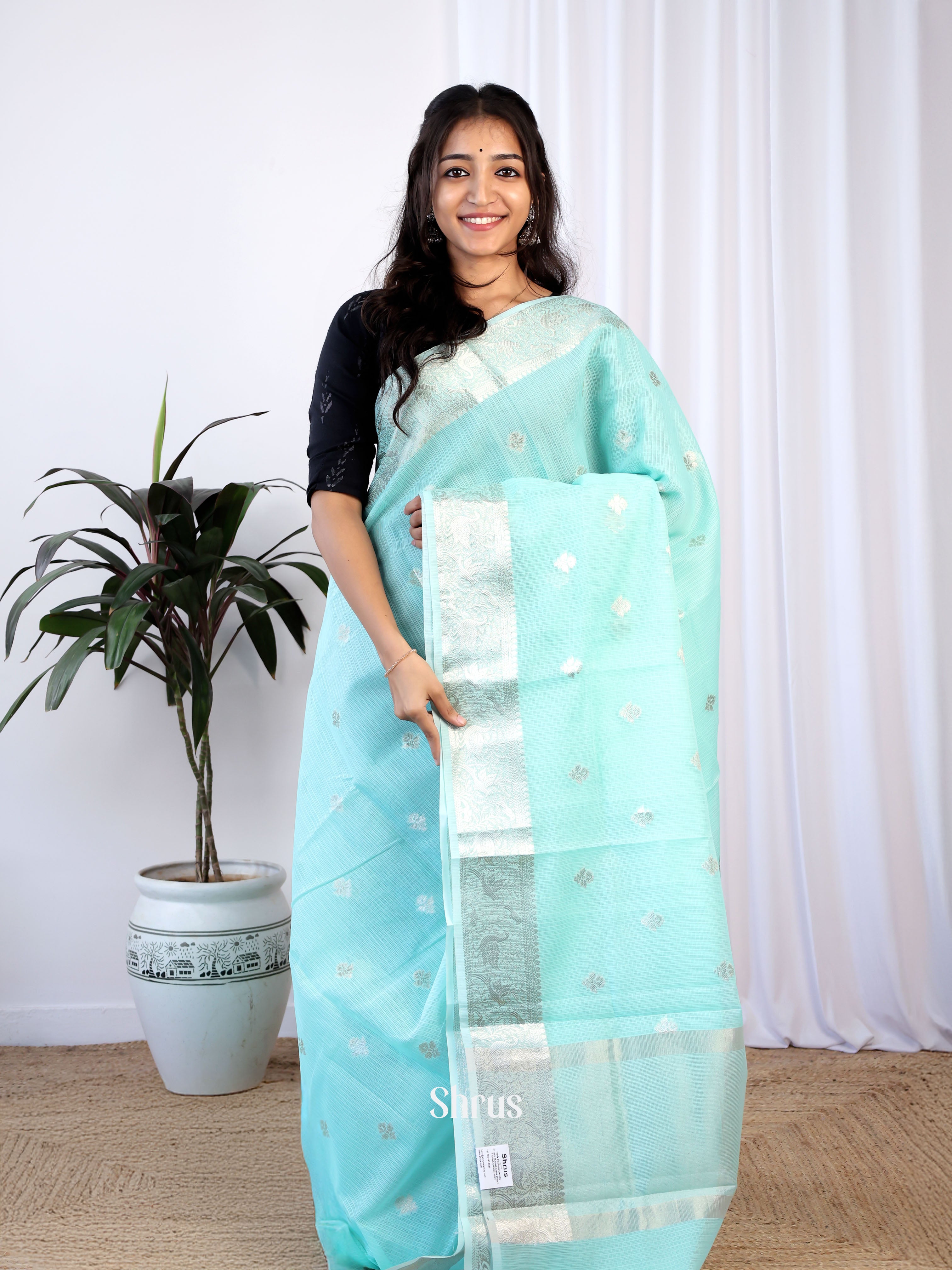 Blue- Kora Banarasi Saree - Shop on Shrus.com