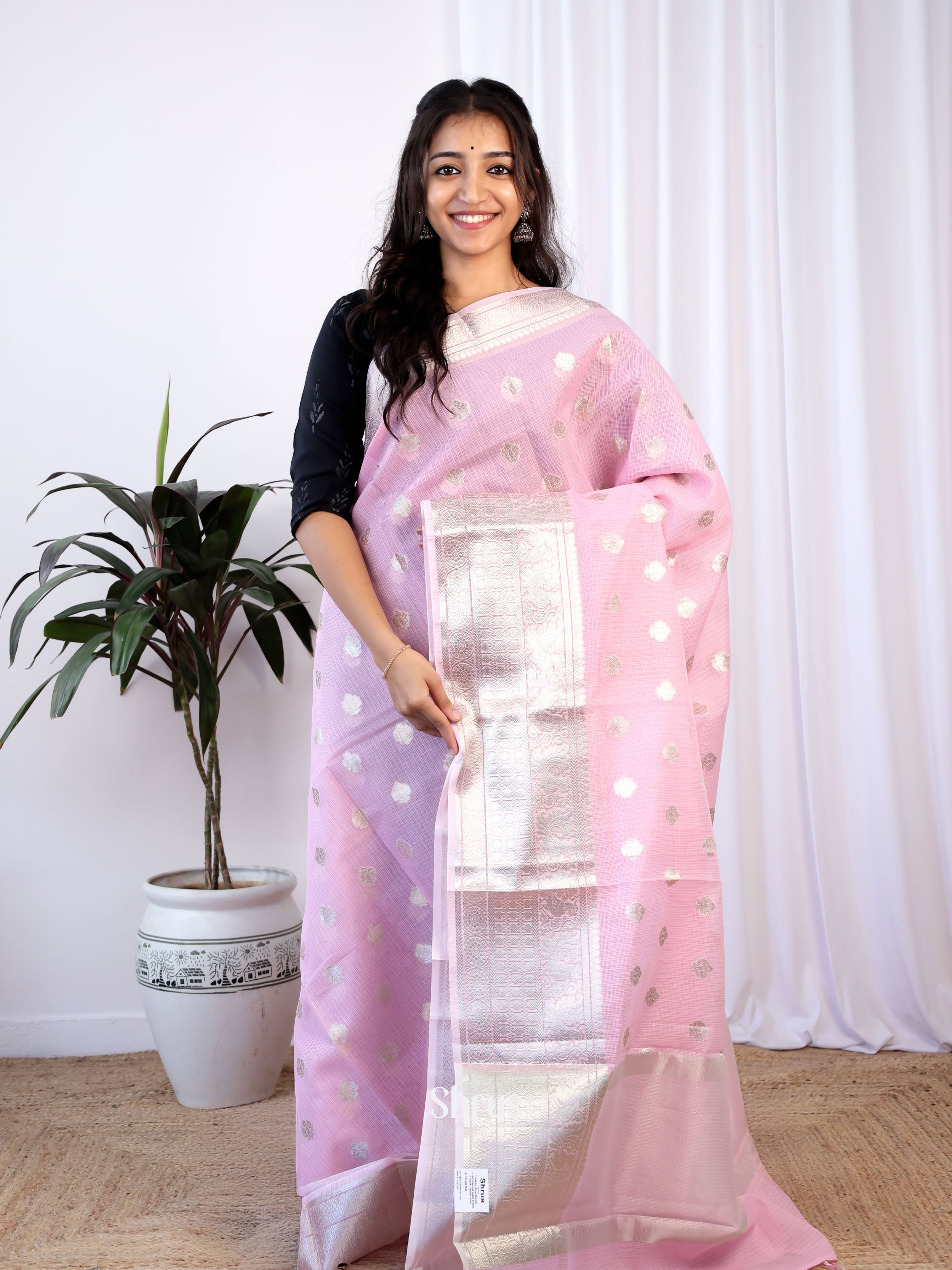 Pink- Kora Banarasi Saree - Shop on Shrus.com