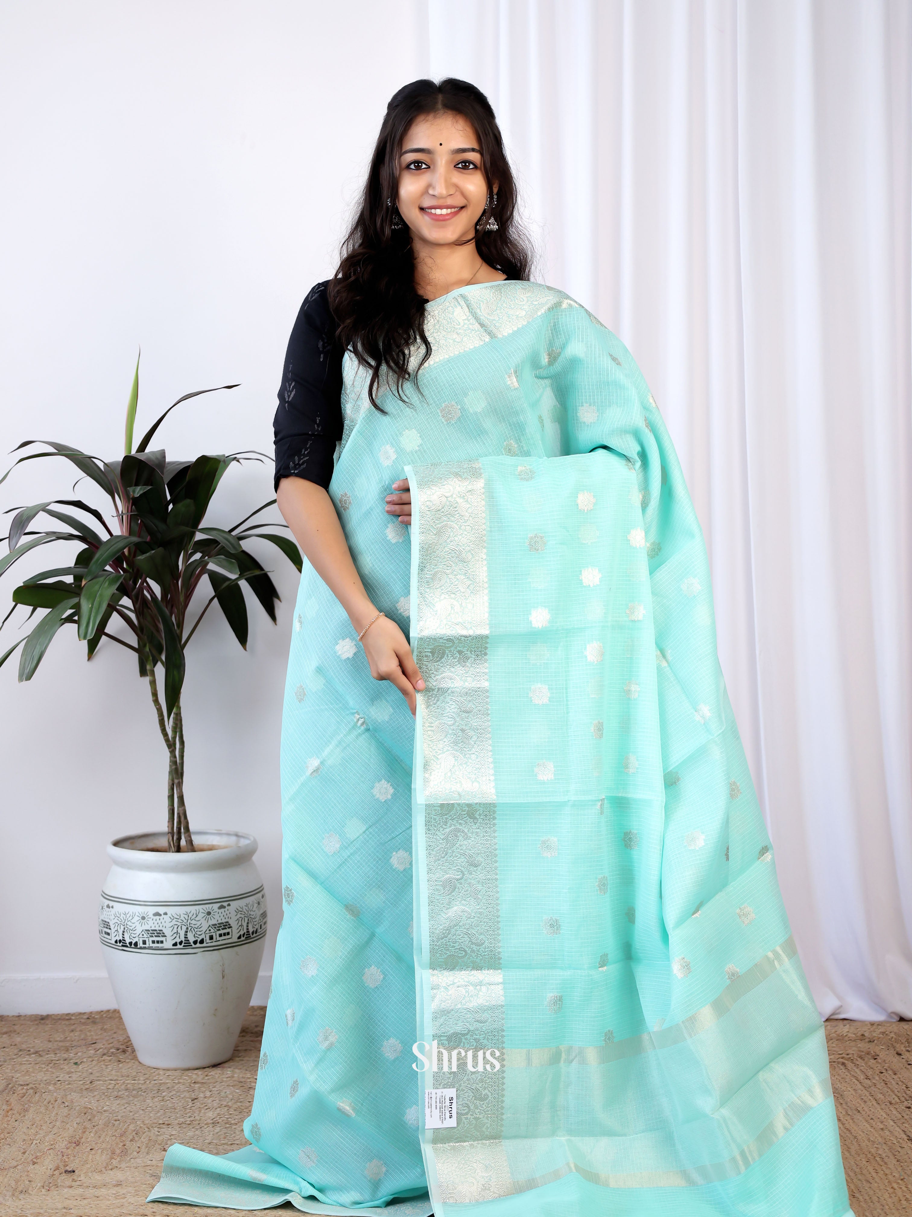 Blue- Kora Banarasi Saree - Shop on Shrus.com