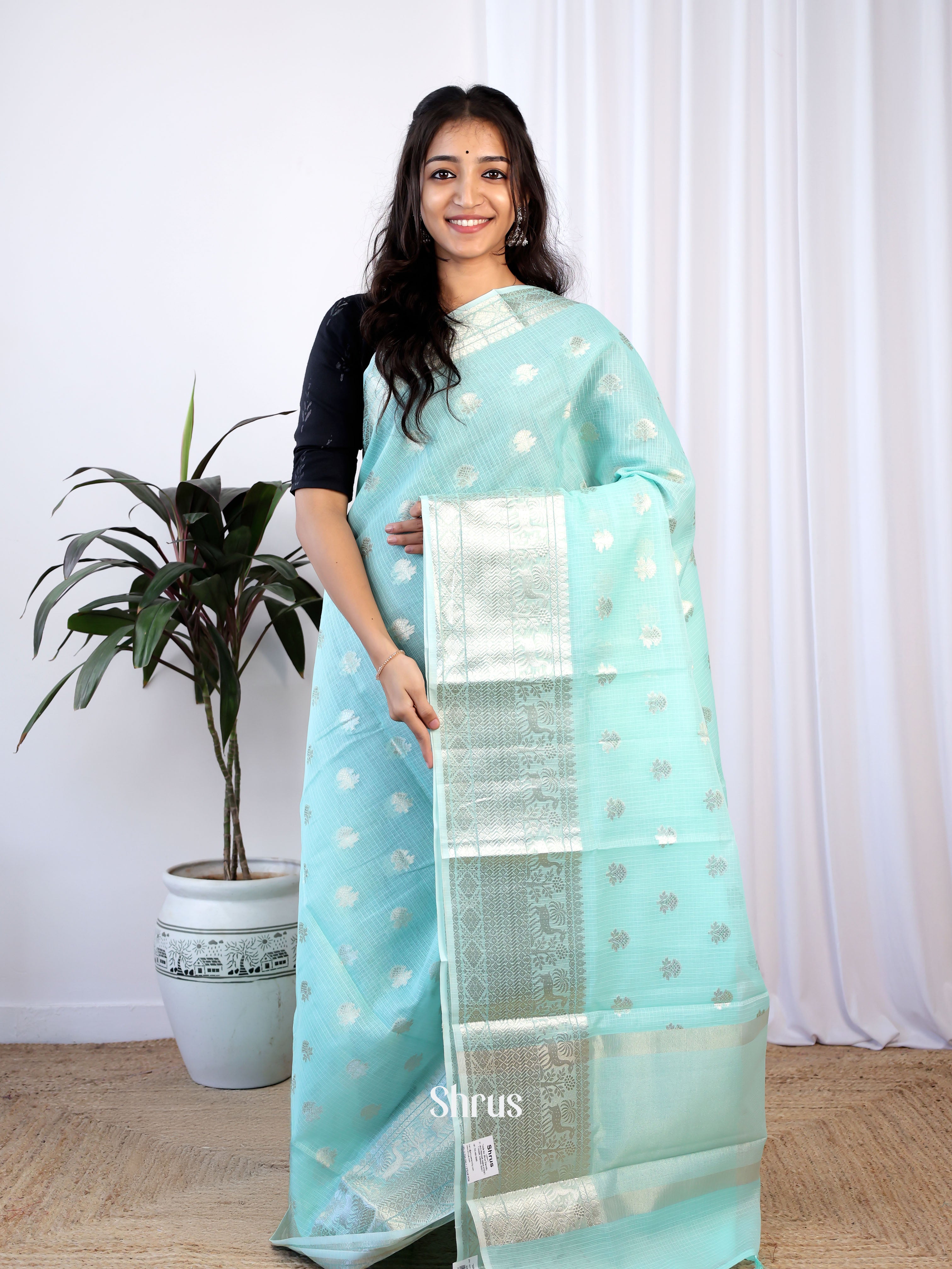 Blue- Kora Banarasi Saree - Shop on Shrus.com