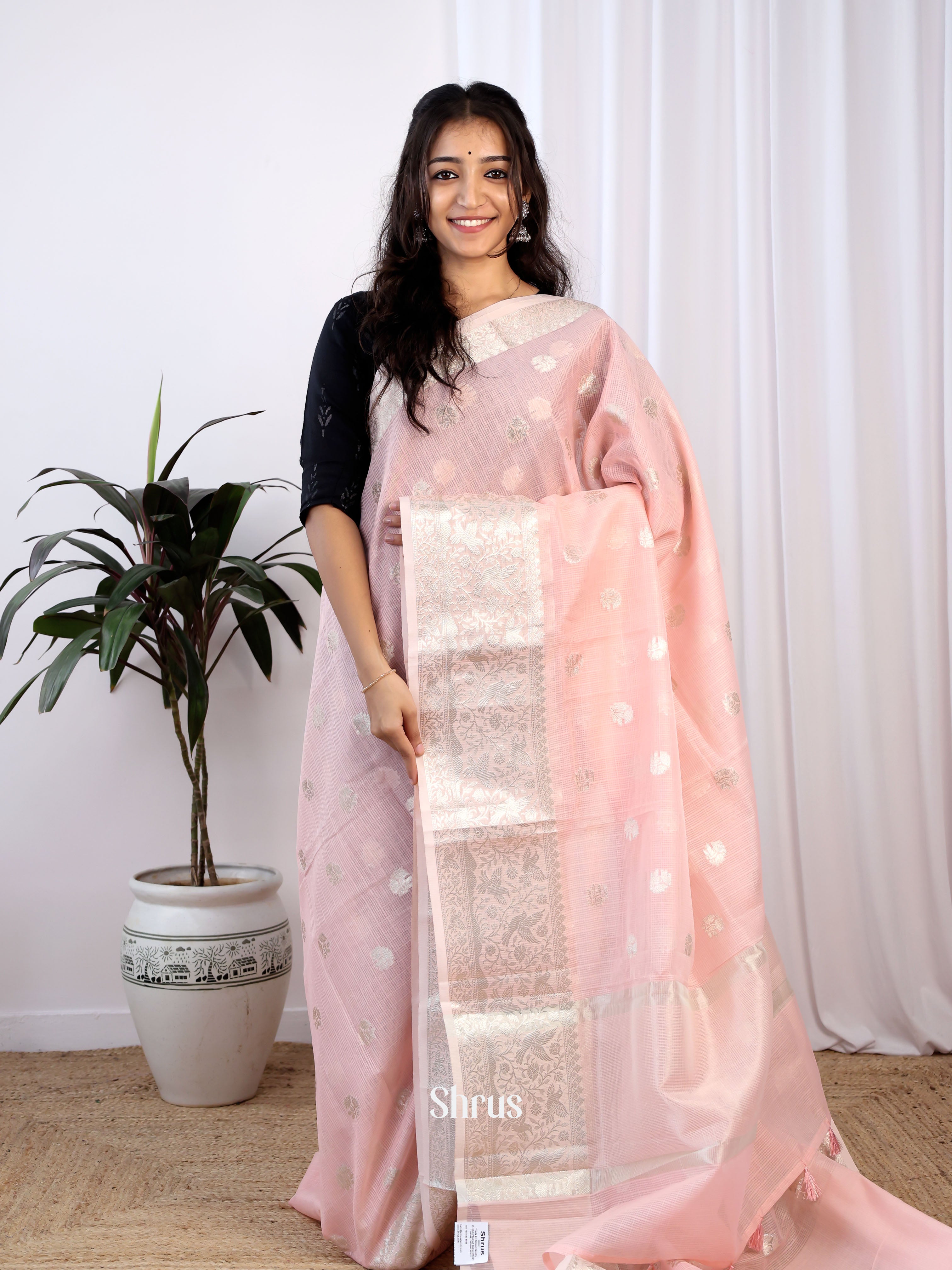 Pink - Kora Banarasi Saree - Shop on Shrus.com