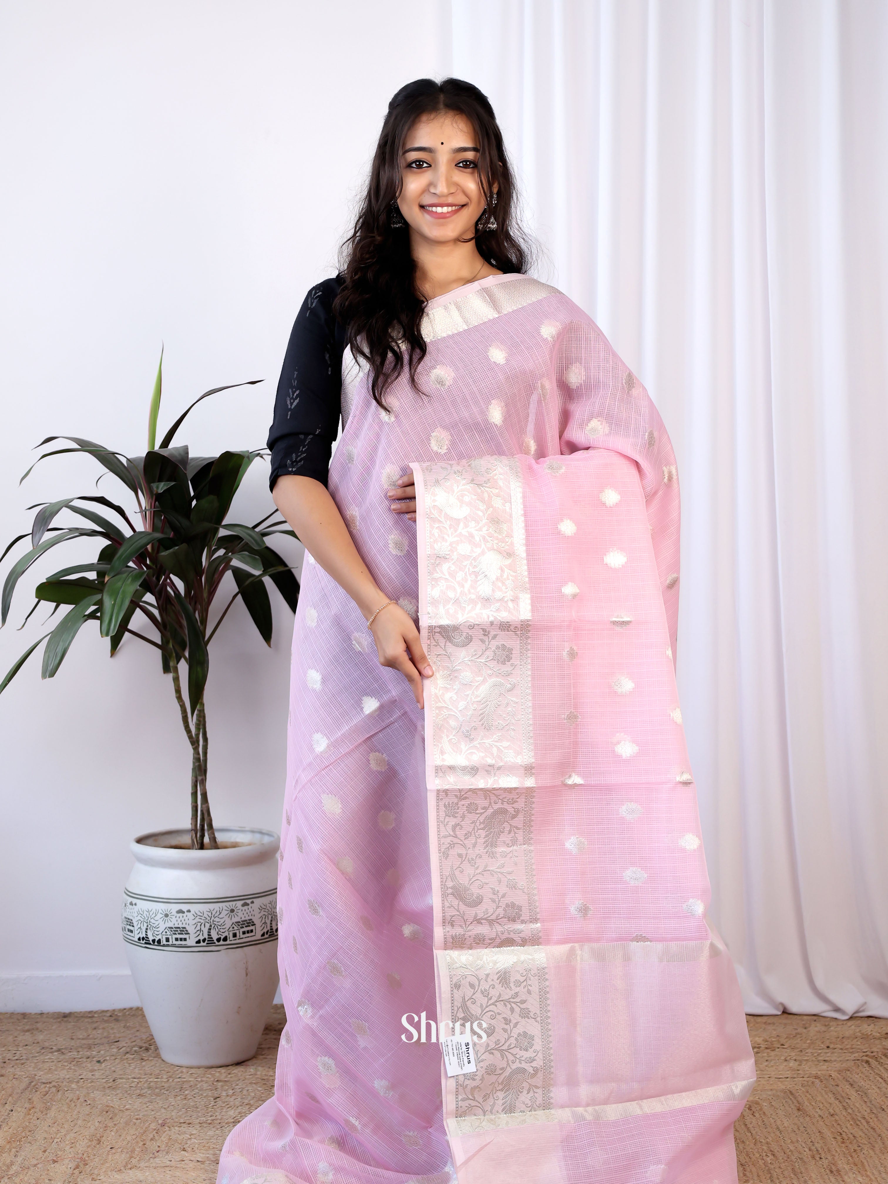 Pink - Kora Banarasi Saree - Shop on Shrus.com
