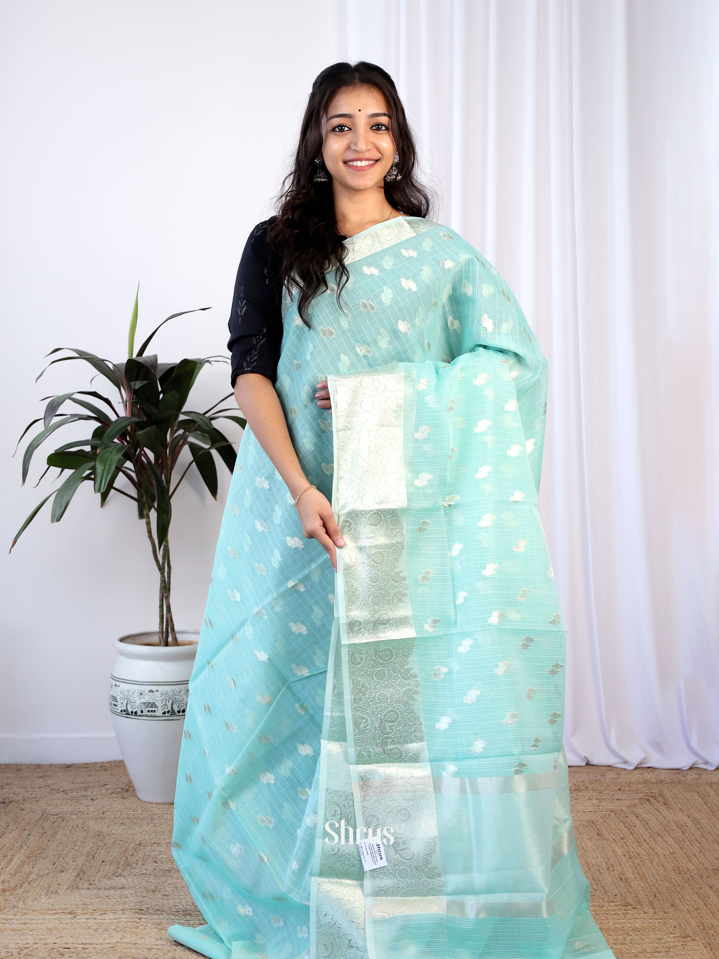 Blue- Kora Banarasi Saree - Shop on Shrus.com