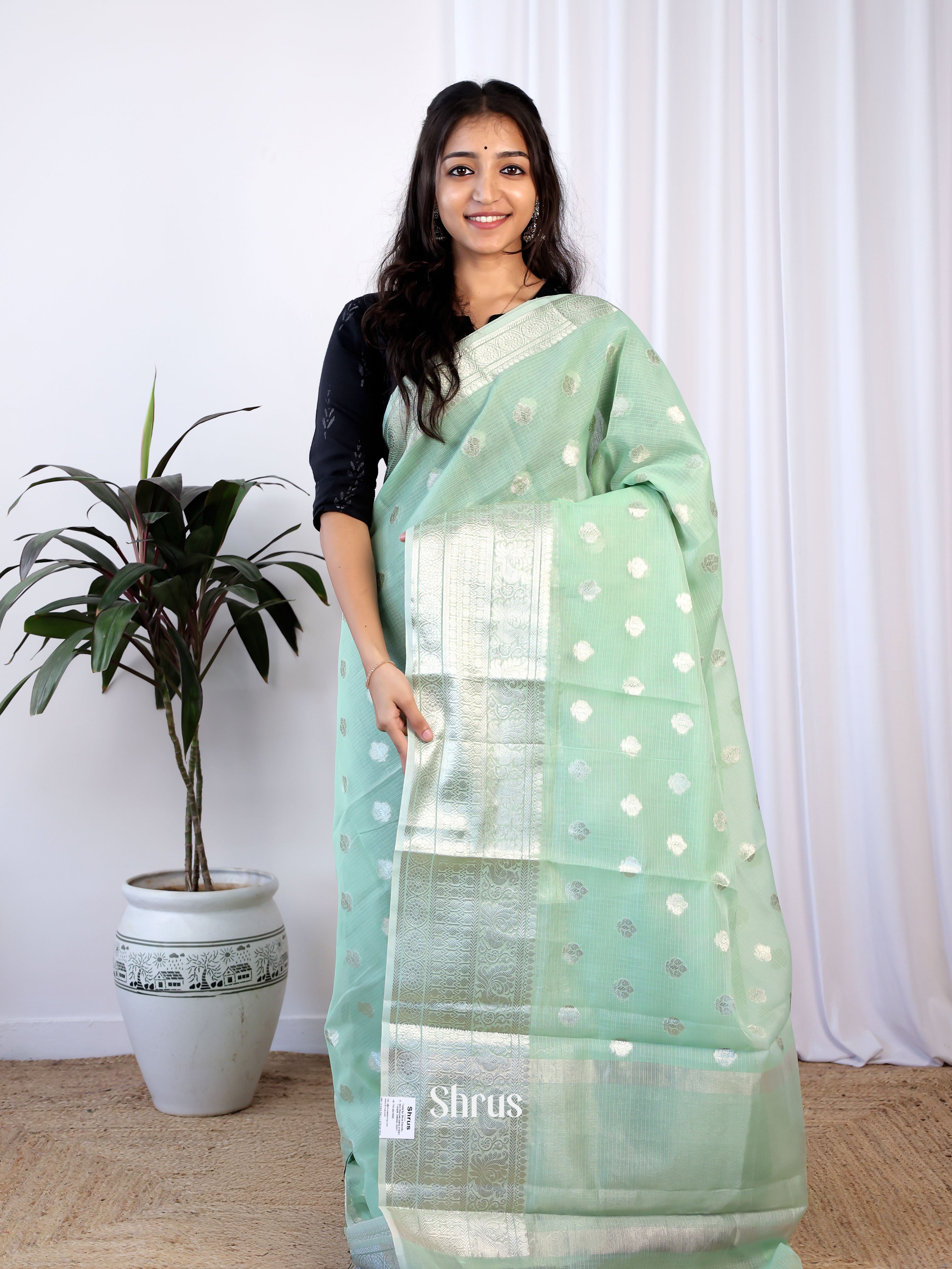 Green - Kora Banarasi Saree - Shop on Shrus.com