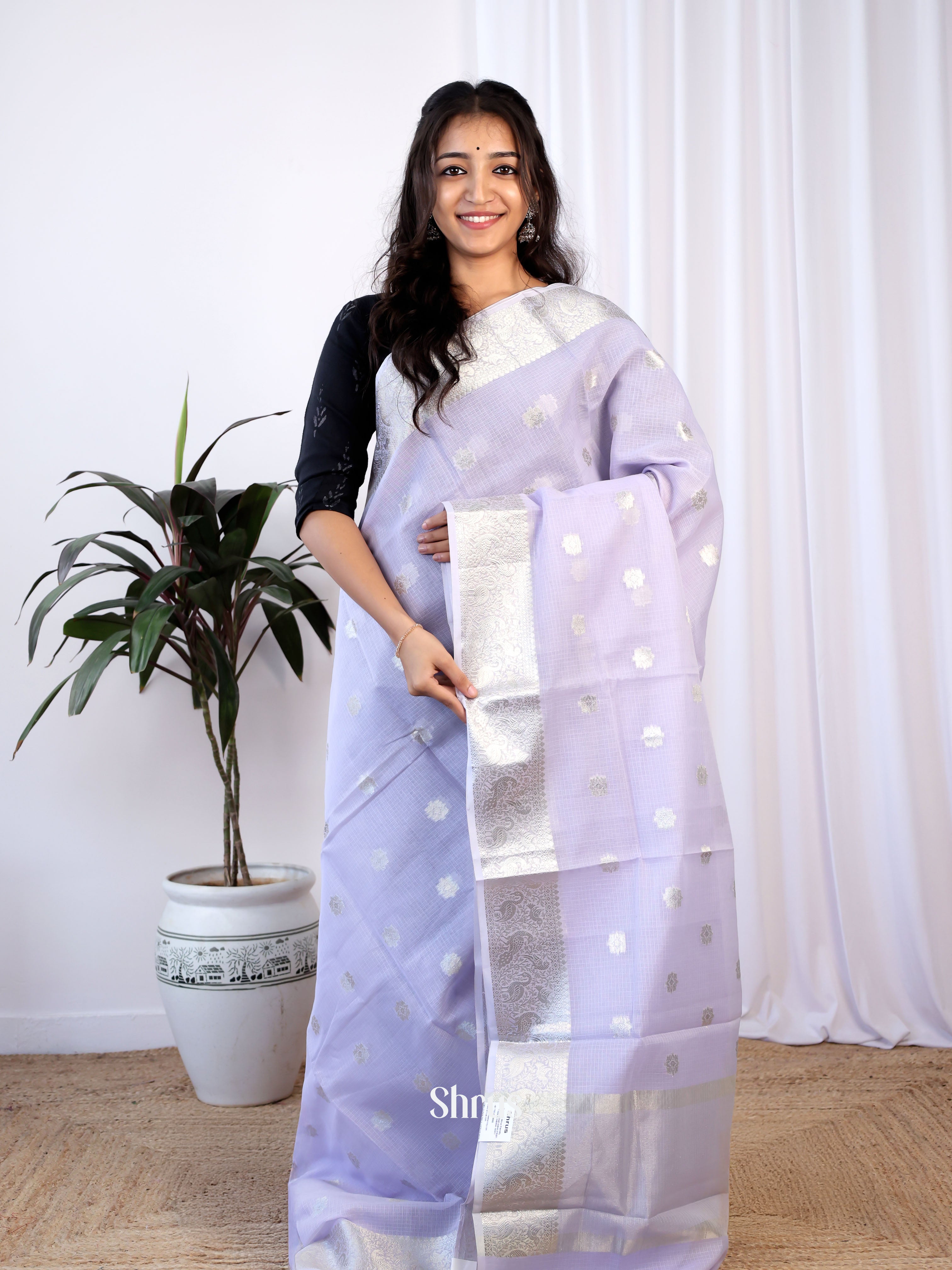 Lavender- Kora Banarasi Saree - Shop on Shrus.com