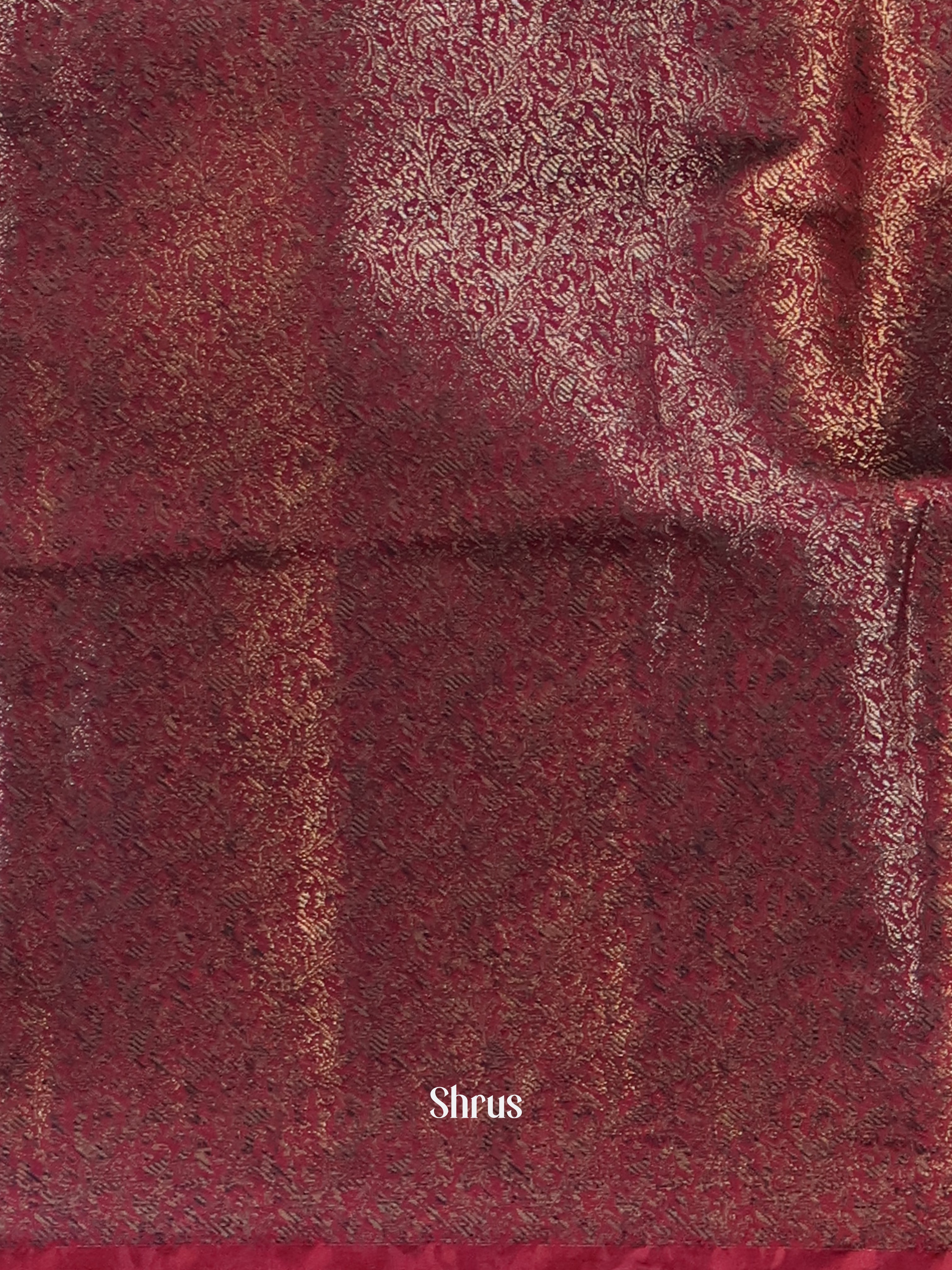 Green & Maroon- Semi Jute Saree - Shop on Shrus.com