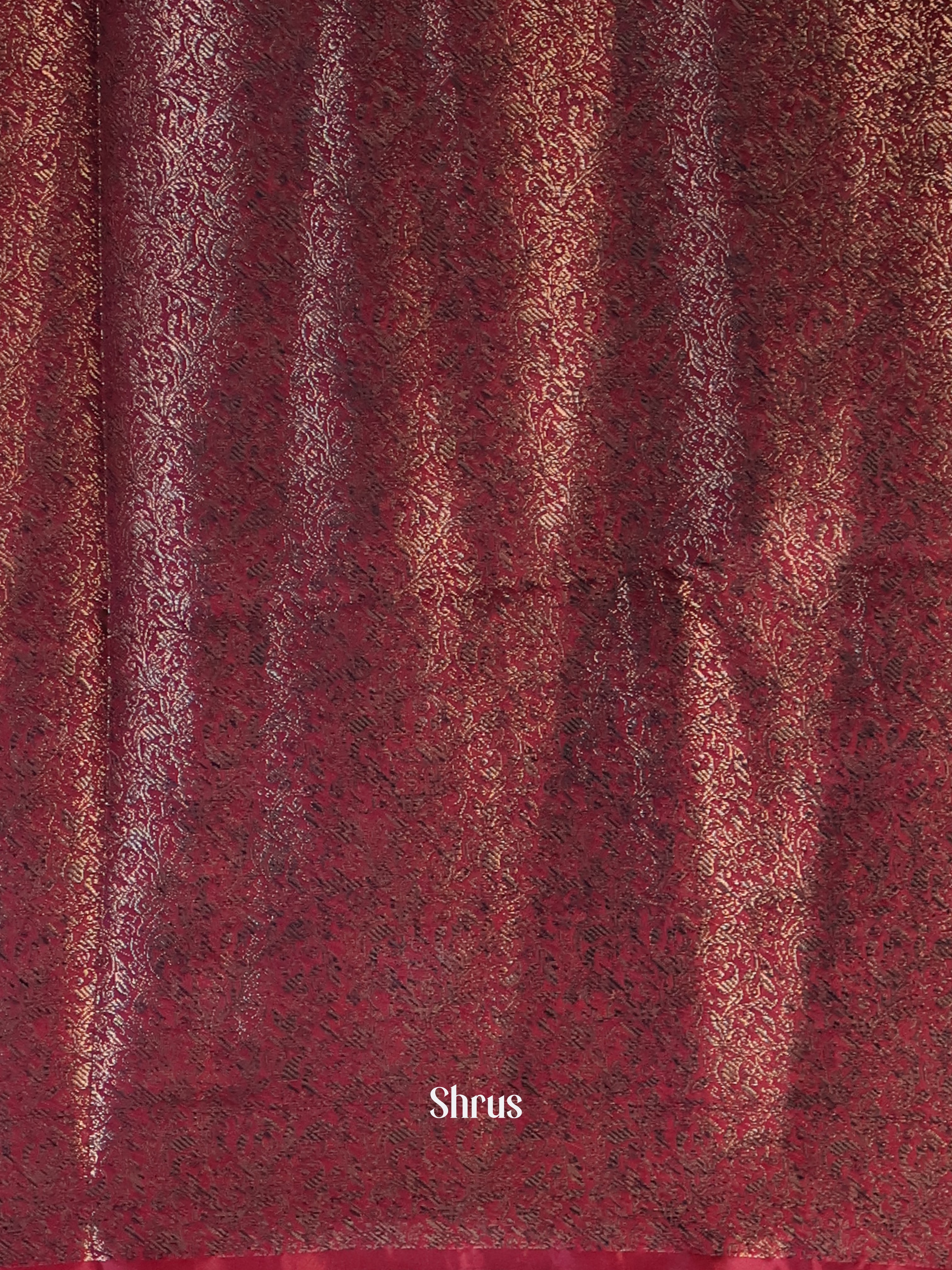 Grey & Maroon - Semi Jute Saree - Shop on Shrus.com