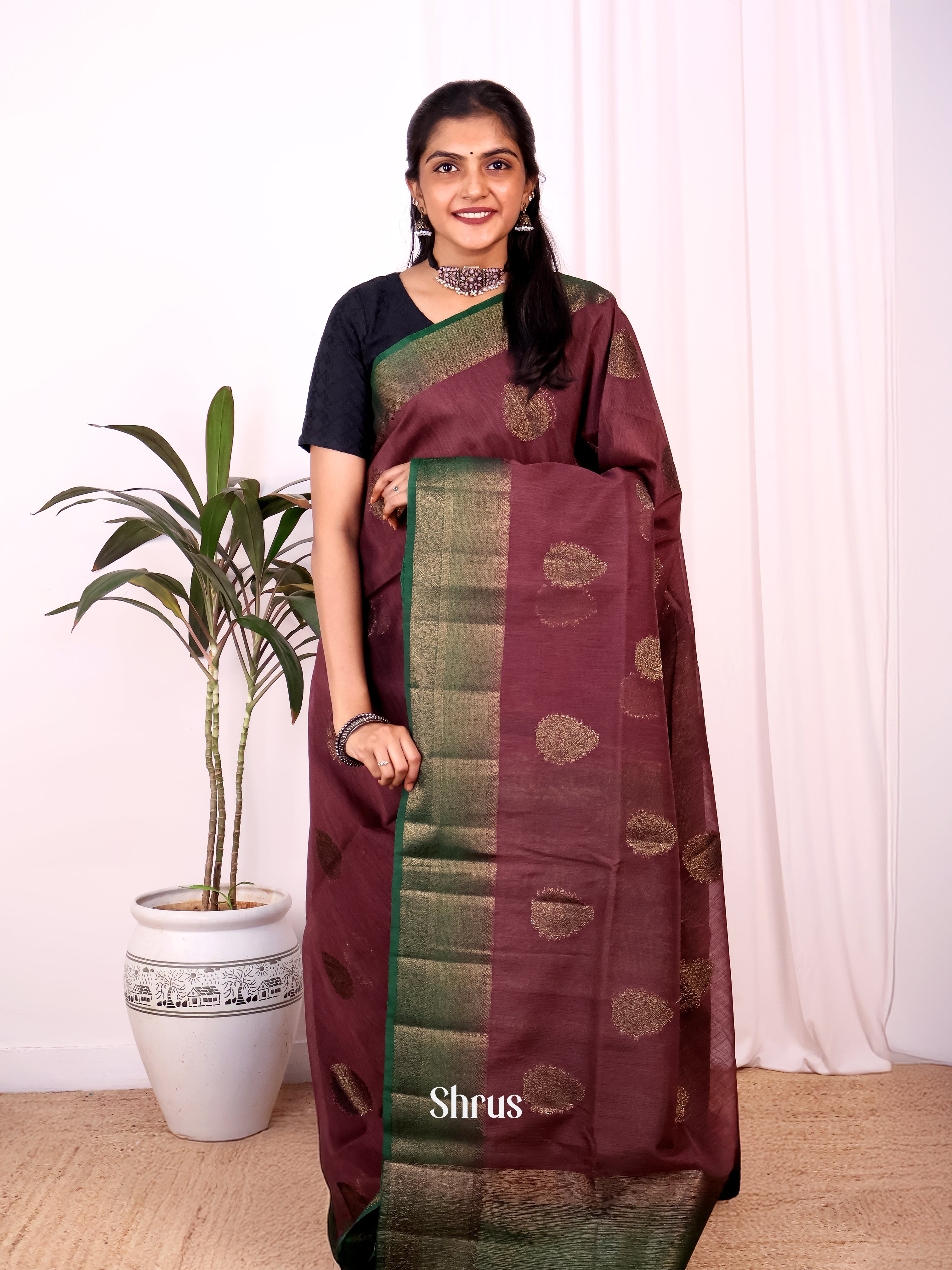 CJS18181 - Semi Jute Saree - Shop on Shrus.com