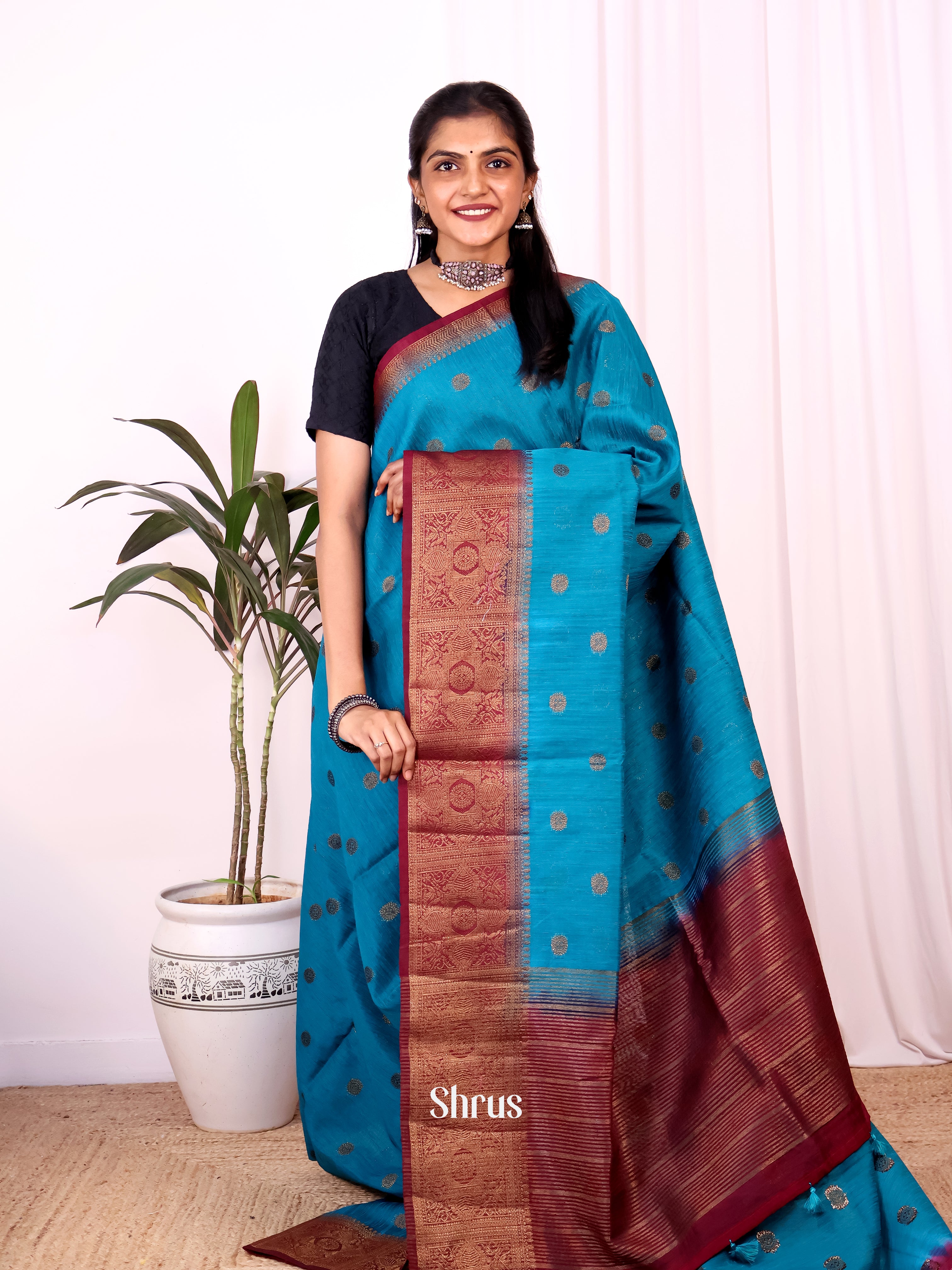 CJS18218 - Semi Jute Saree - Shop on Shrus.com
